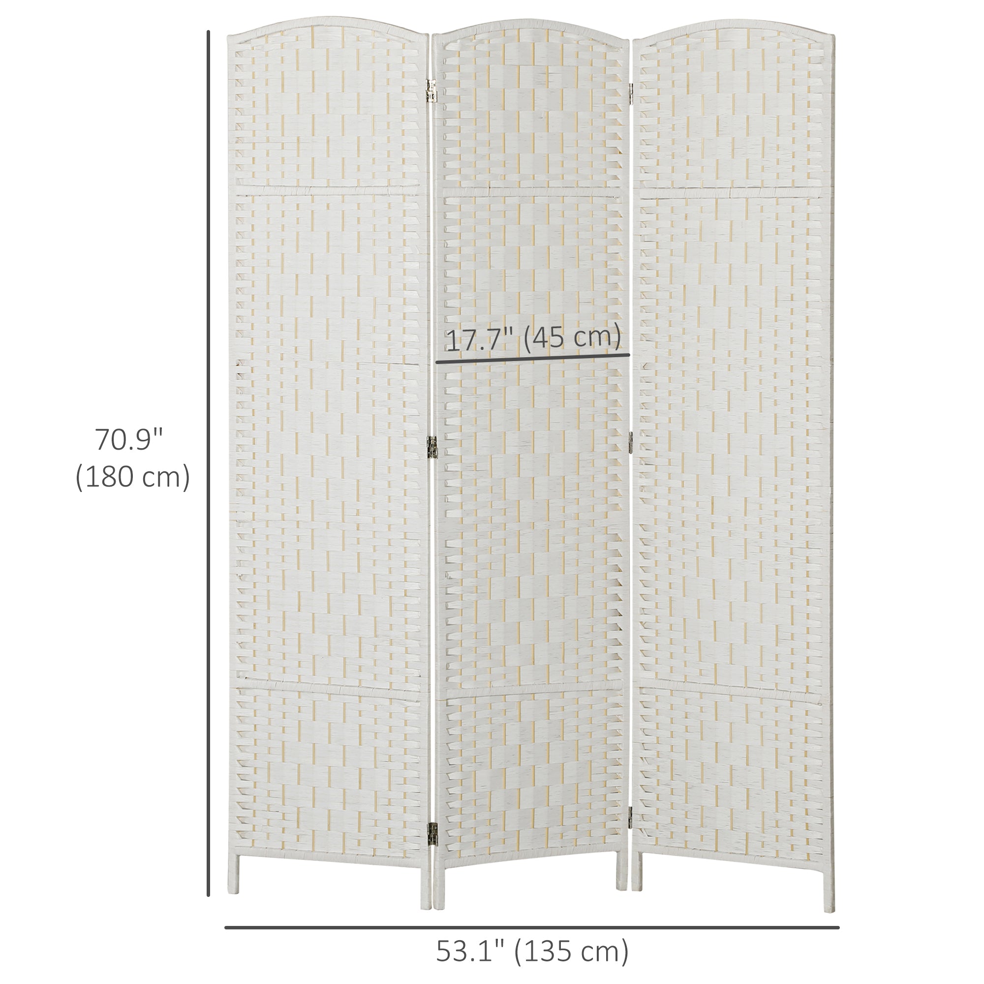 3 Panels Room Divider, 6 Ft Tall Indoor Portable Folding Privacy Screens, Hand-Woven Double Hinged Freestanding Partition Wall Divider for Home Office, Natural