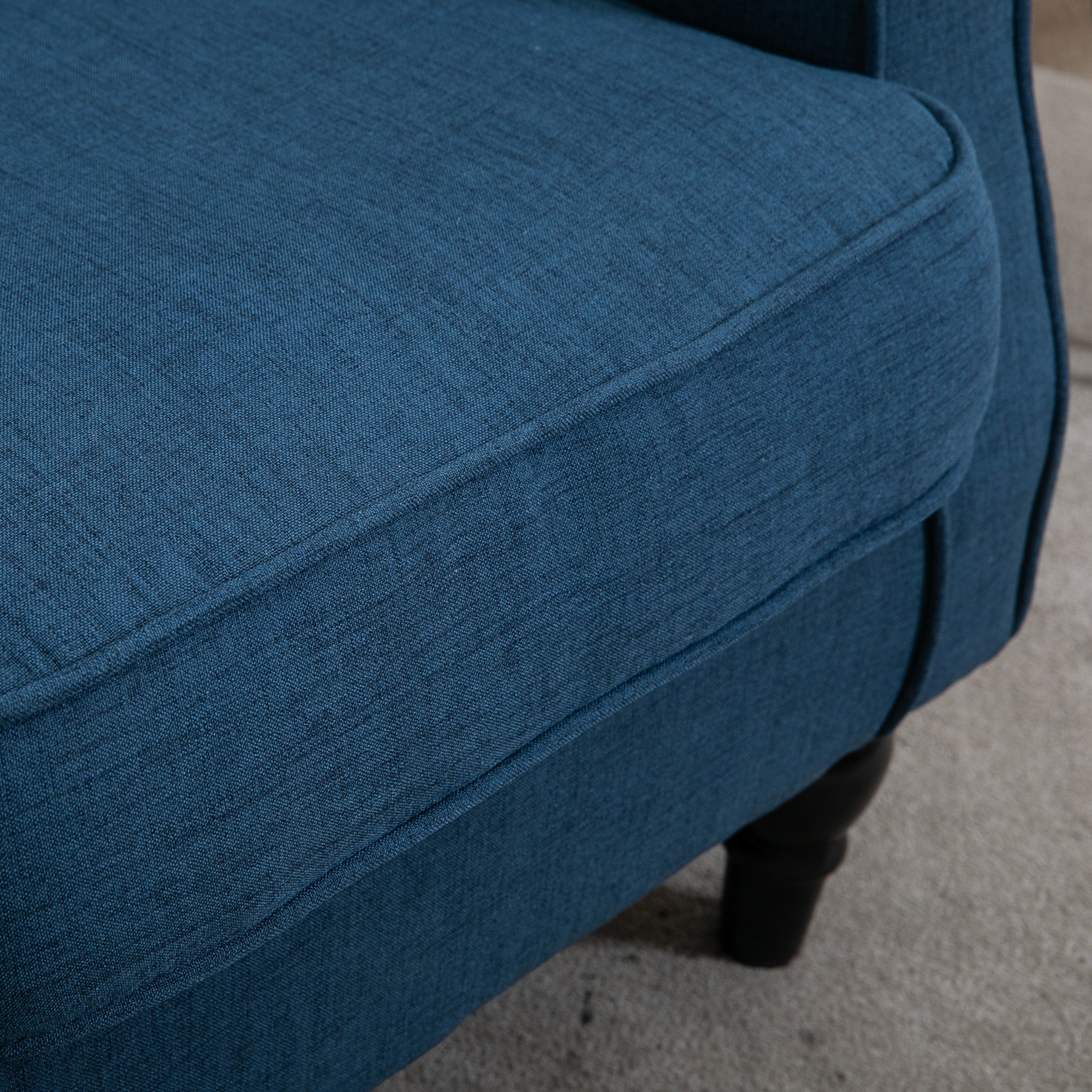Mid-Century Accent Chair w/ High Wingback, Button-Tufted Fabric & Retro Wood Legs, Blue - HOMCOM