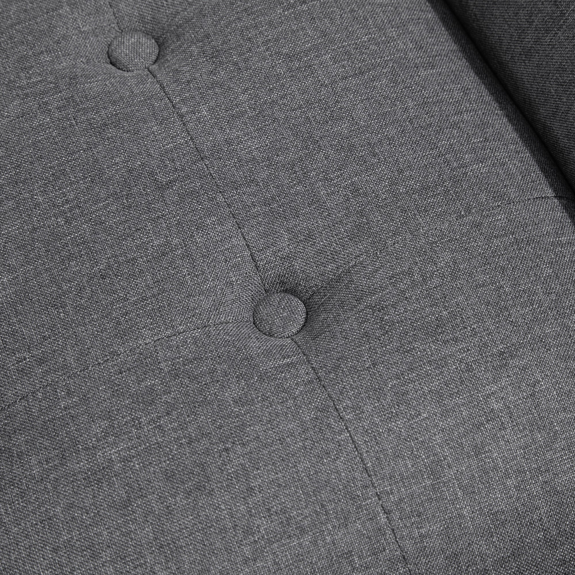 HOMCOM Button Tufted End of Bed Bench, Linen Fabric Upholstered Bedroom Bench, Entryway Bench with Arms and Nailhead Trim for Living Room, Hallway, Dark Grey