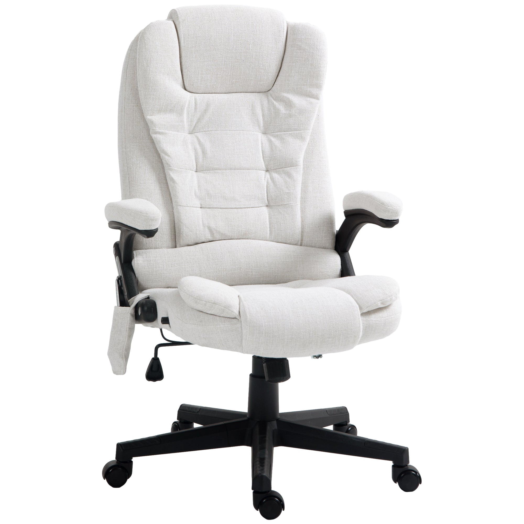 Vinsetto 6 Point Vibrating Massage Home Office Chair High Back Executive Chair with Reclining Back, Swivel Wheels, White