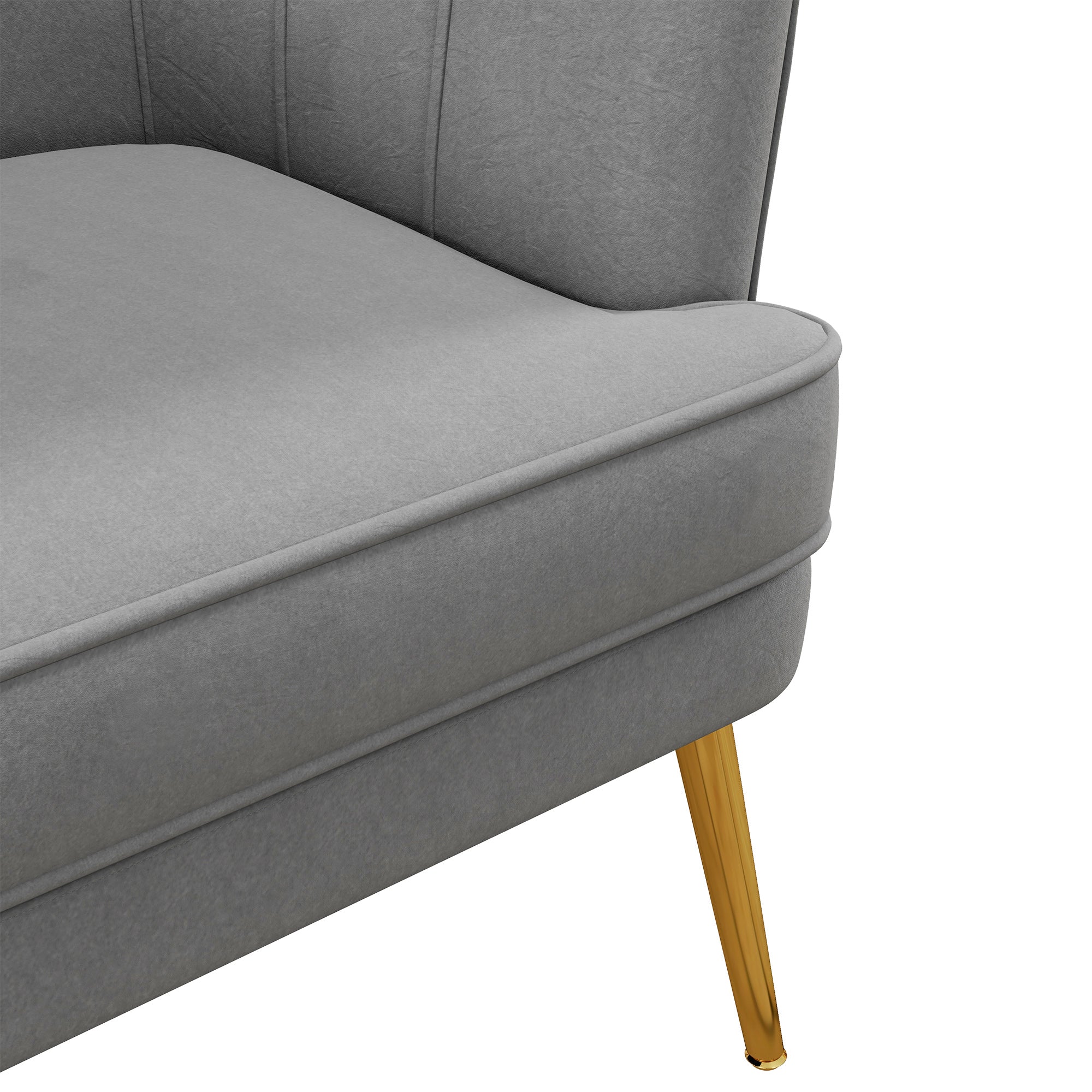 HOMCOM Fabric Accent Chair, Velvet Armchair, Modern Living Room Chair with Gold Metal Legs and Thick Padding for Bedroom, Grey