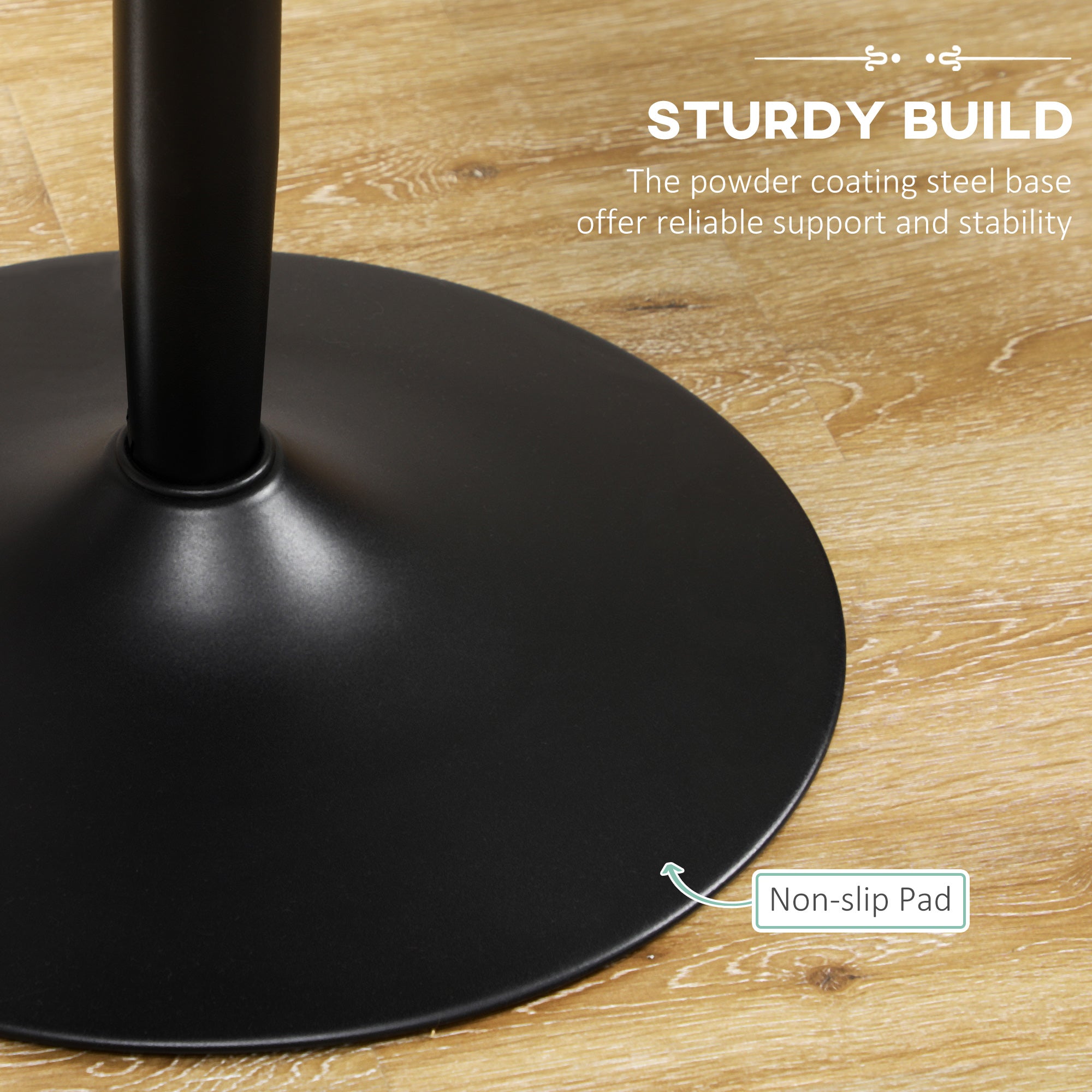 HOMCOM Round Dining Table, Modern Kitchen Table with Steel Base, Non-slip Foot Pad for Living Room, Dining Room, Black