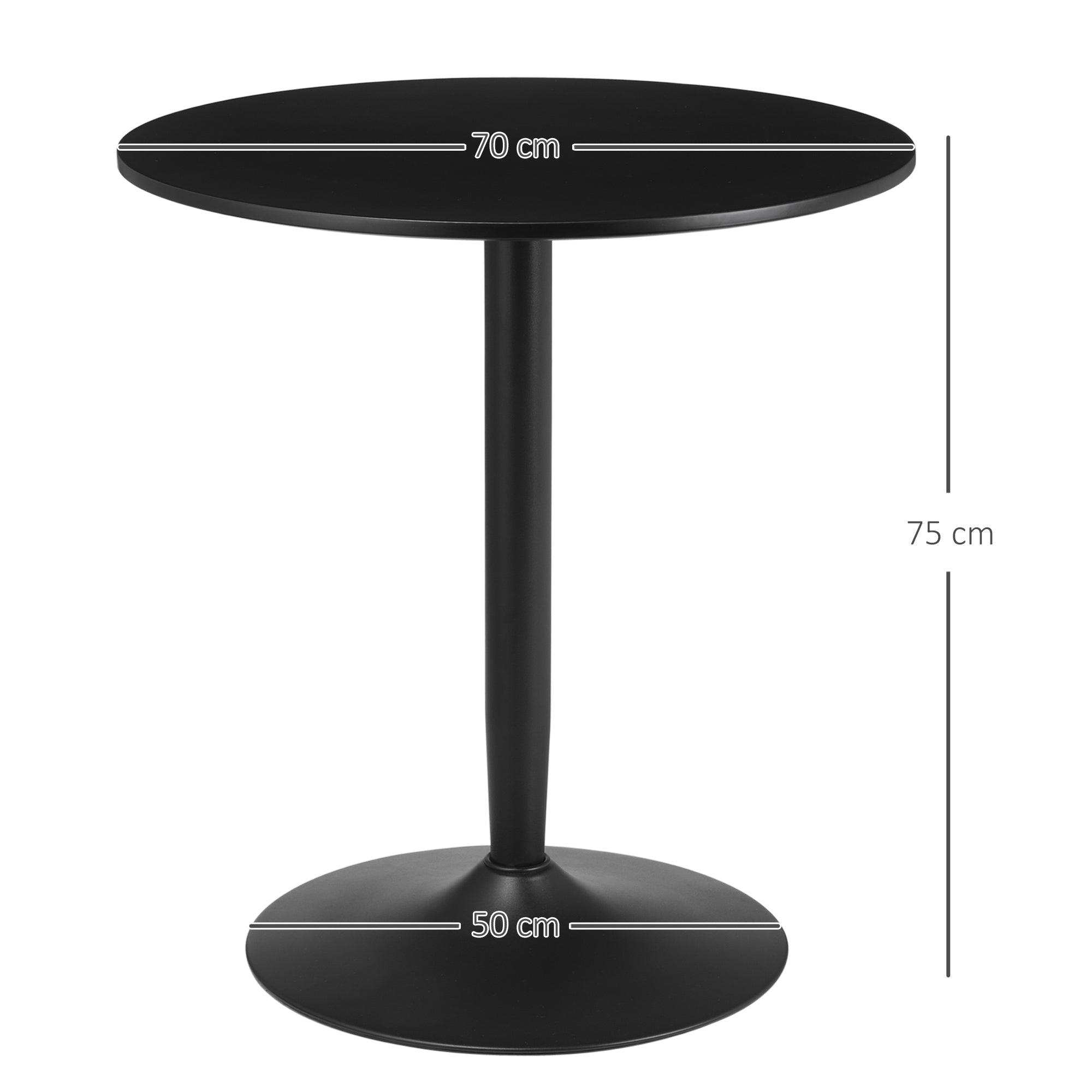 HOMCOM Round Dining Table, Modern Kitchen Table with Steel Base, Non-slip Foot Pad for Living Room, Dining Room, Black