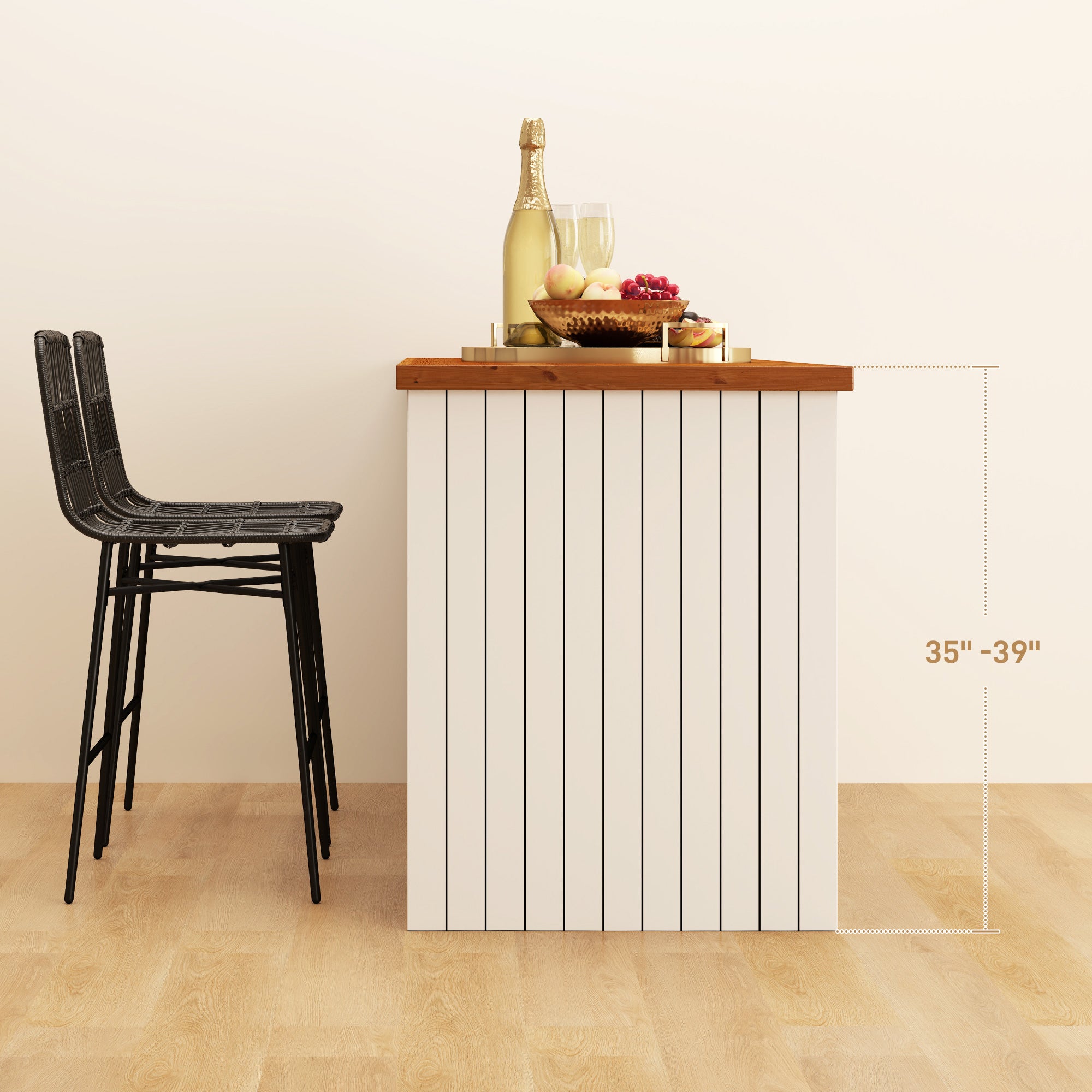 HOMCOM Rattan Counter Height Bar Stools Set of 2, 26" Wicker Barstools with Back, Modern Bar Chairs for Kitchen Island, Kitchen Counter and Dining Room, Black