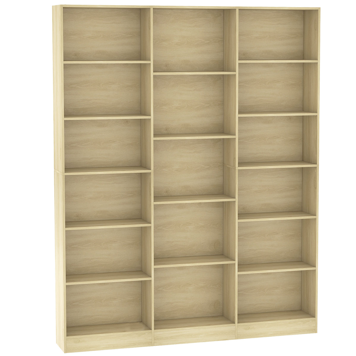 Bookcase with 17 Compartments, 6-Tier Tall Bookshelf with 17 Cubes, Adjustable Shelves, Freestanding Shelving Unit Display Shelf for Home Office, Living Room, 149 x 23.6 x 188 cm, Oak