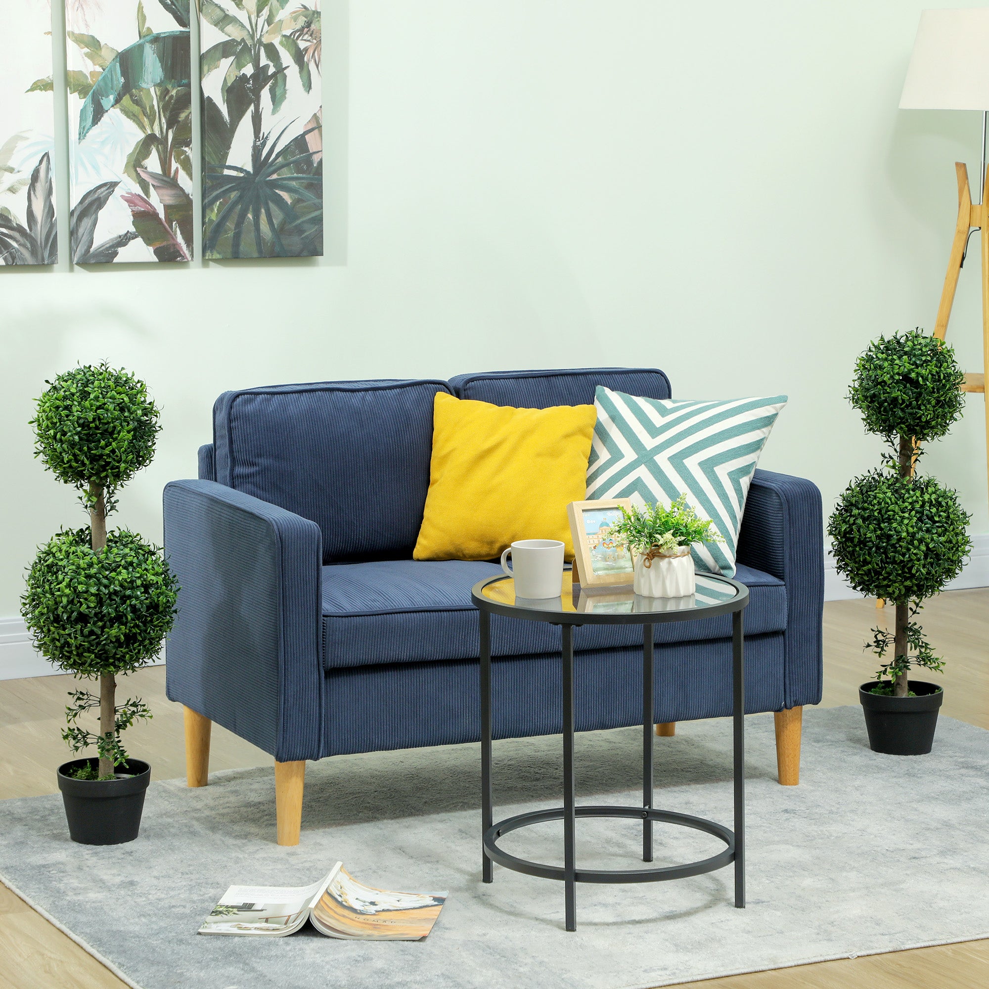 2 Pack Decorative Artificial Plants, Topiary Ball-shaped Boxwood Trees in Pot, Fake Plants for Home Indoor outdoor Decor, 36.1 Inch, Green