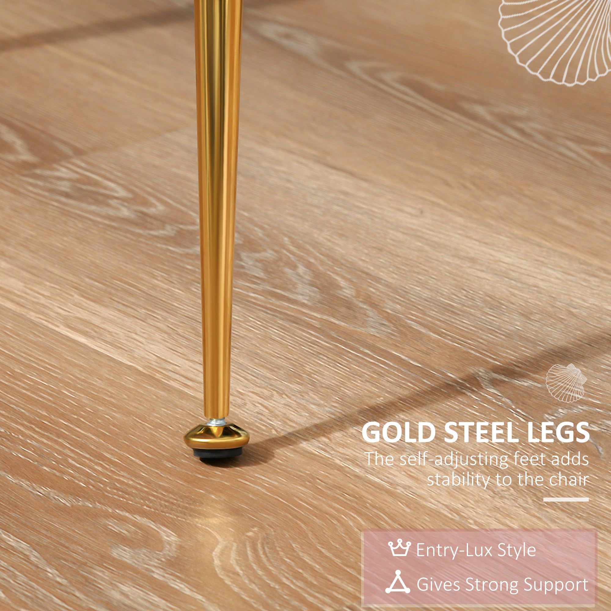 HOMCOM Modern Dining Chairs Set of 2, Upholstered Kitchen Chairs, Accent Chair with Gold Metal Legs for Kitchen, Dining Room, Pink