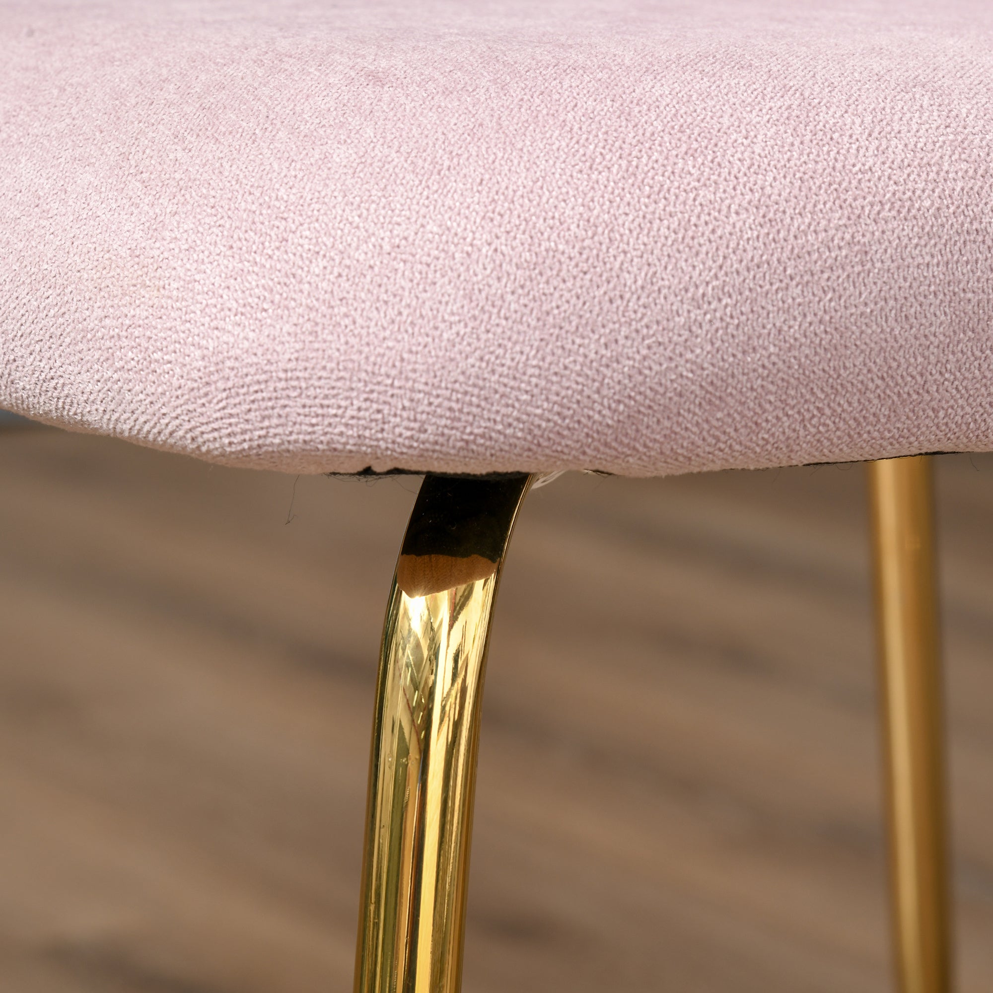 HOMCOM Modern Dining Chairs Set of 2, Upholstered Kitchen Chairs, Accent Chair with Gold Metal Legs for Kitchen, Dining Room, Pink