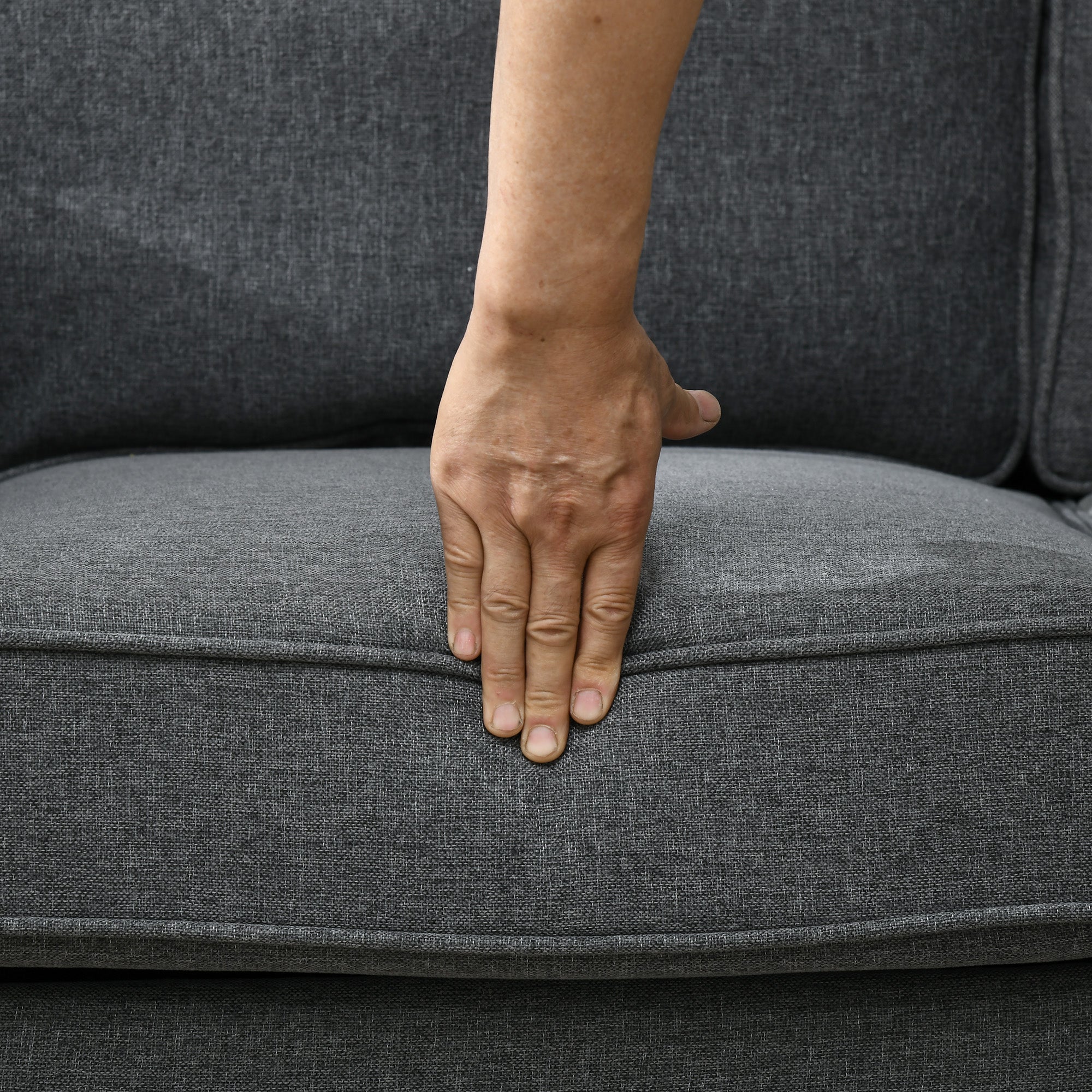 Mid Century Modern Loveseat Sofa, 2 Seater Small Couch with Nailhead Trim, Charcoal Gray