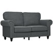 Mid Century Modern Loveseat Sofa, 2 Seater Small Couch with Nailhead Trim, Charcoal Gray