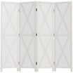 HOMCOM 4 Panel Room Divider, 5.6 Ft Folding Privacy Screen, Freestanding Wooden Wall Partition for Bedroom, Office, White