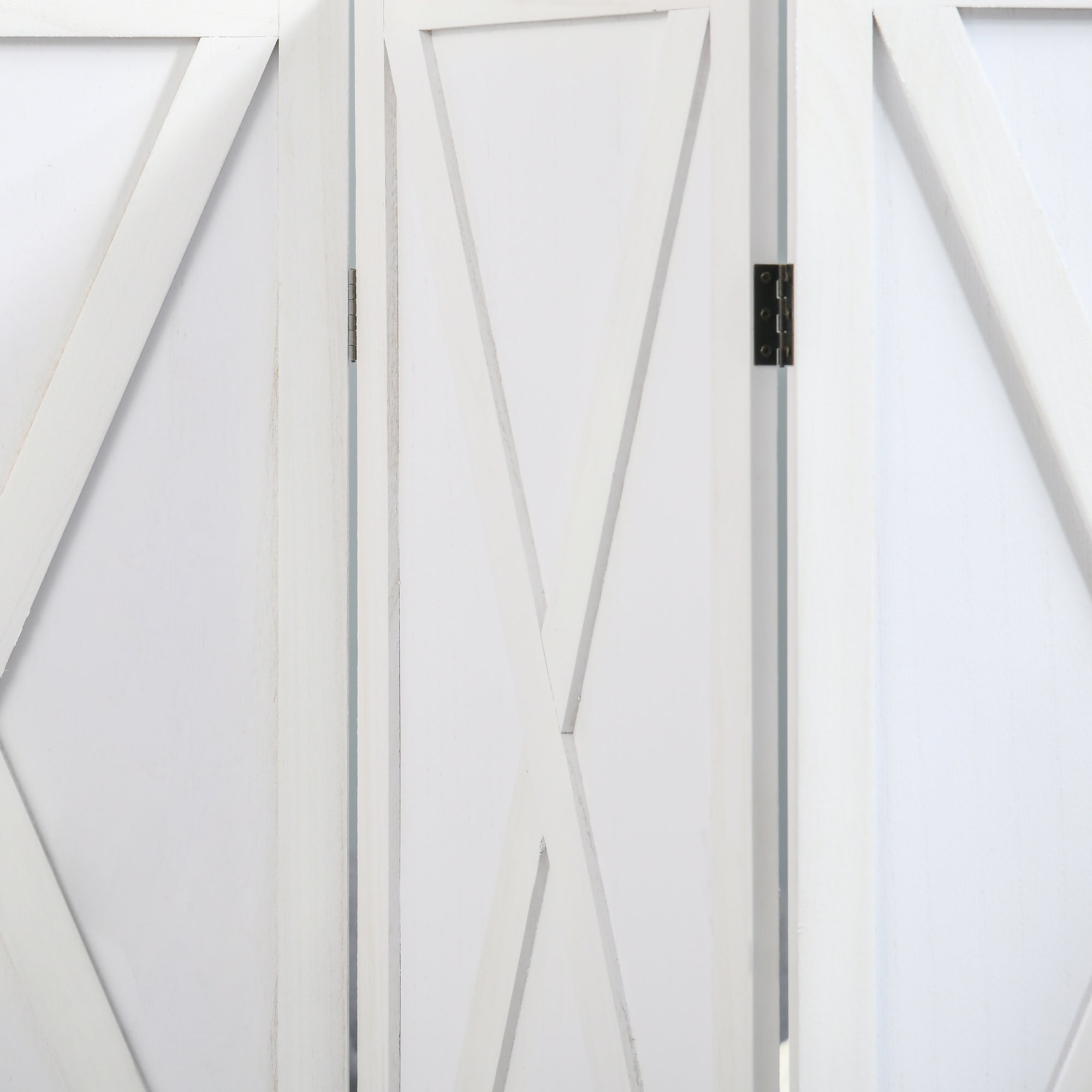 HOMCOM 4 Panel Room Divider, 5.6 Ft Folding Privacy Screen, Freestanding Wooden Wall Partition for Bedroom, Office, White