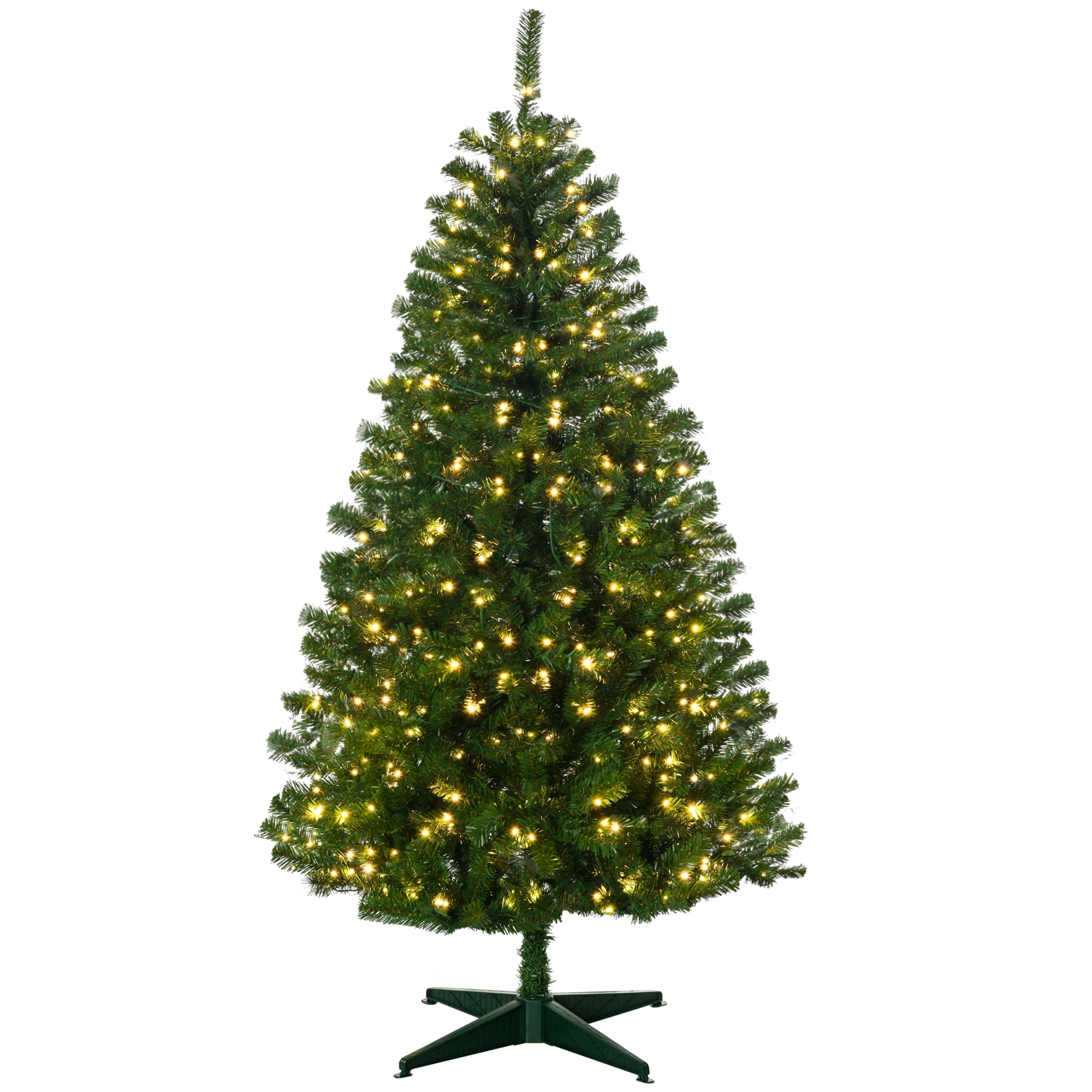 6ft Tall Prelit Artificial Christmas Tree Holiday Décor with 584 Branches, 212 Warm White or Colorful LED Lights, Auto Open