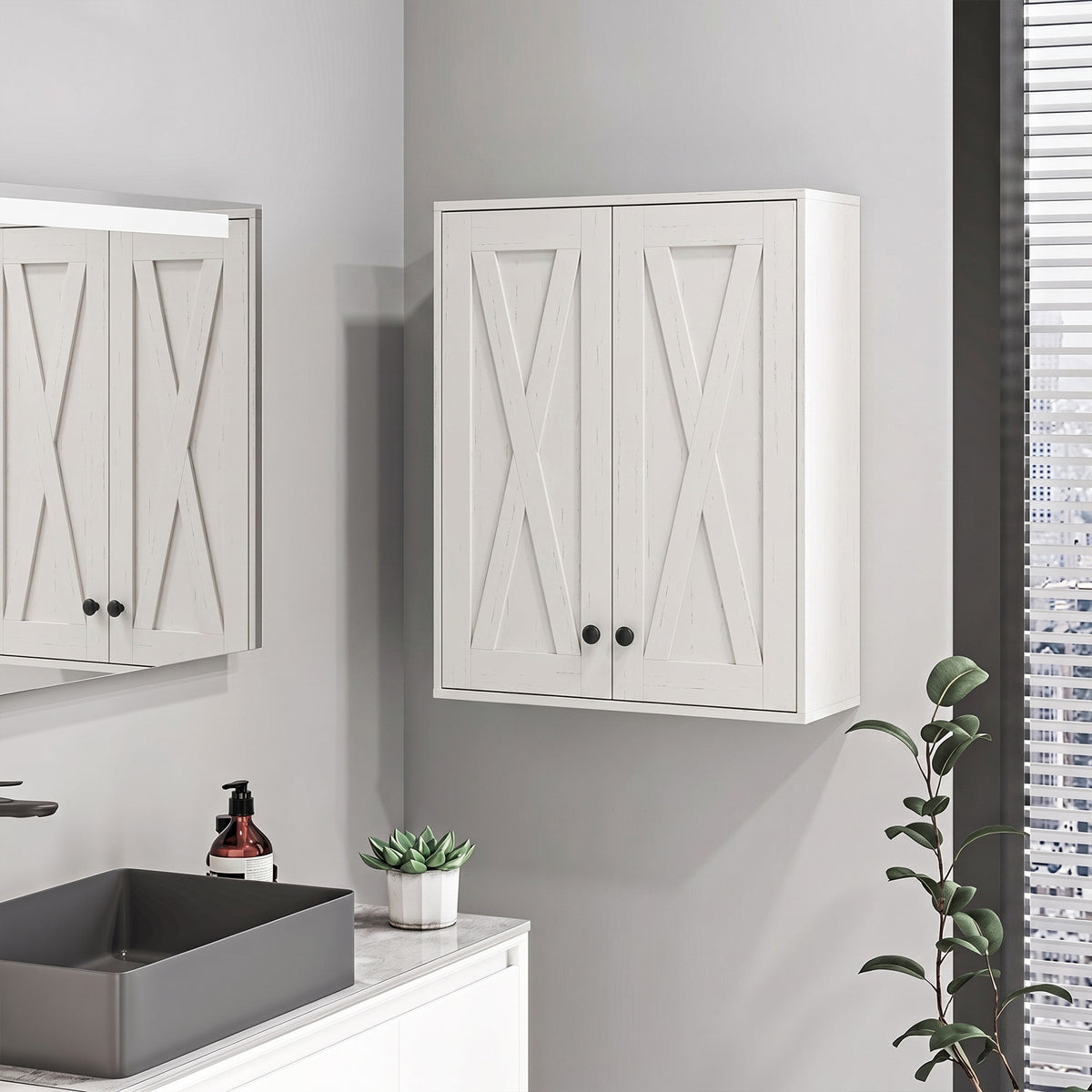 Bathroom Wall Cabinet, Modern Medicine Cabinet Wall Mounted, Over The Toilet Space Saver with Double Doors and Adjustable Storage for Toilet, Washroom, White