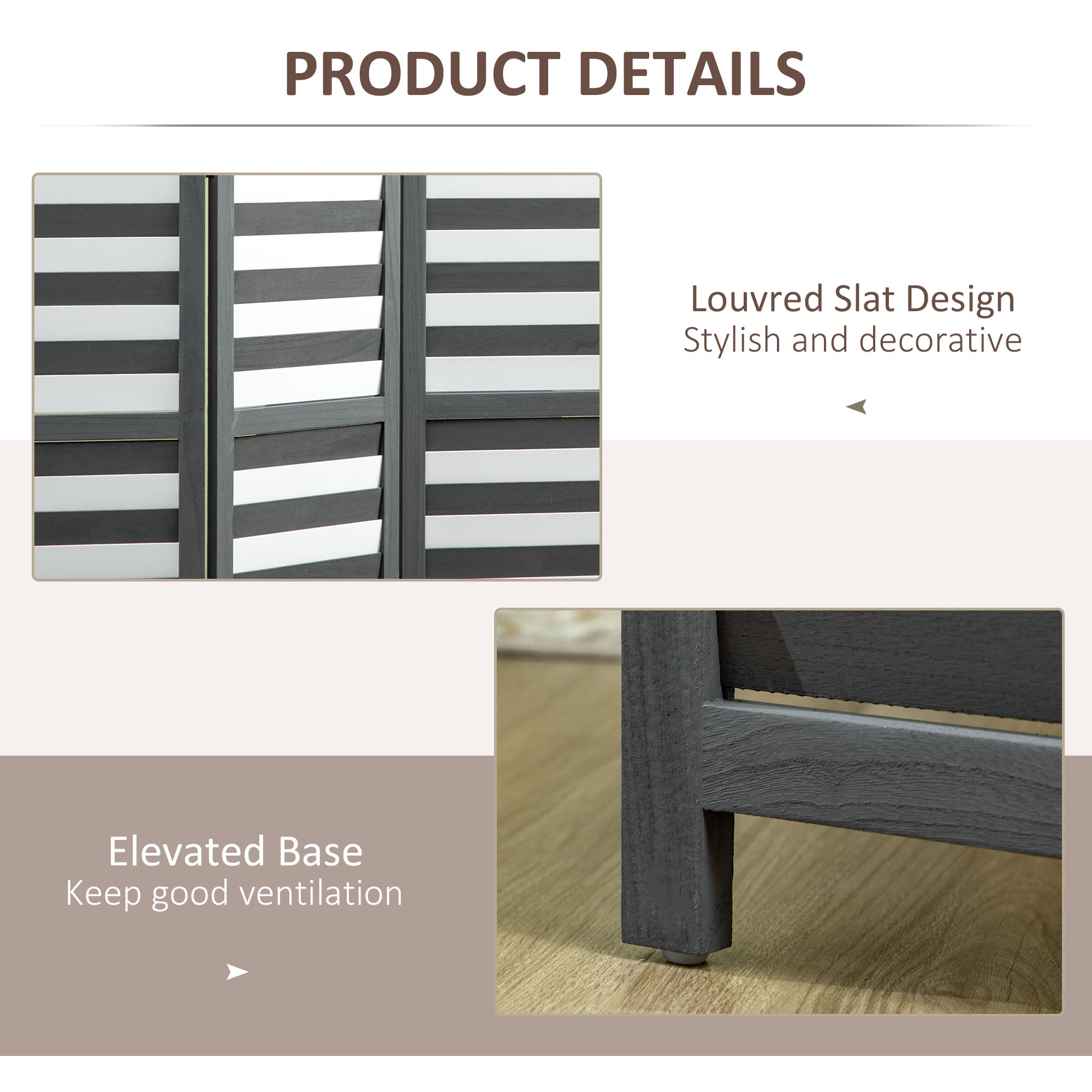 Screen Divider Room Divider with Foldable Design for Indoor Bedroom Office 5.6' White Grey