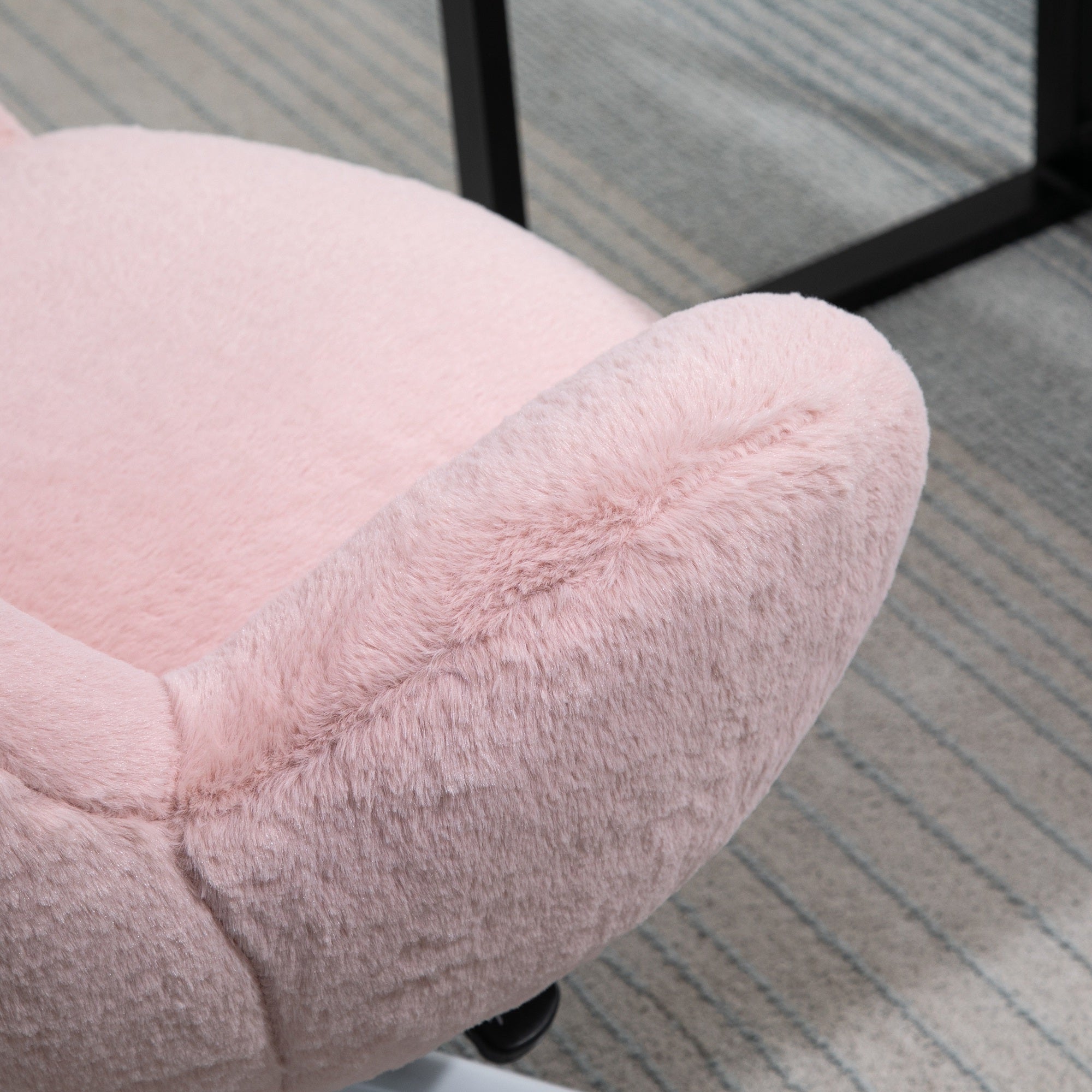 HOMCOM Fluffy Desk Chair, Cute Makeup Vanity Chair with Rolling Wheels for Home Bedroom Living Room, Pink