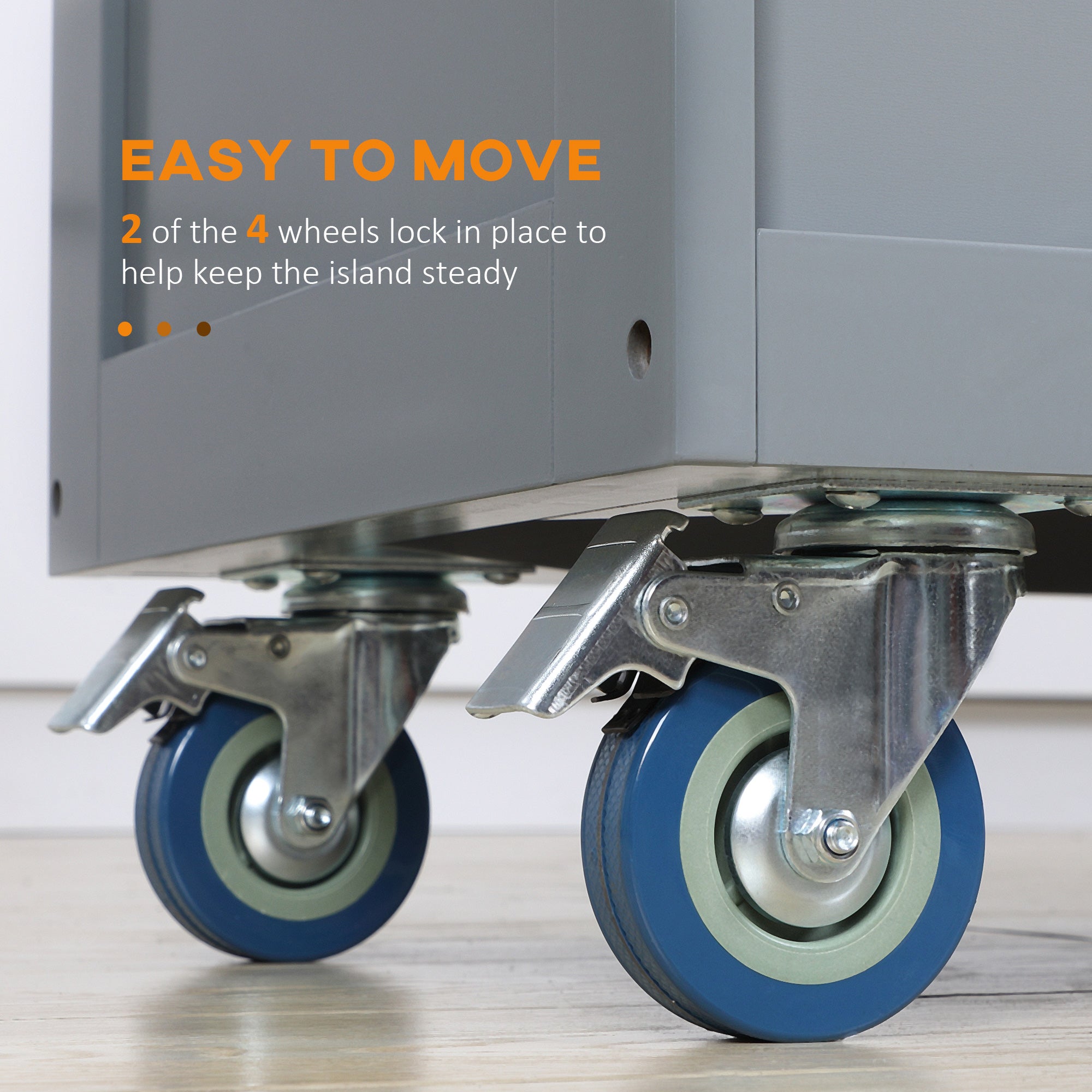 Rolling Kitchen Island, Drop Leaf Kitchen Cart on Wheels with Storage Drawers, Dark Gray