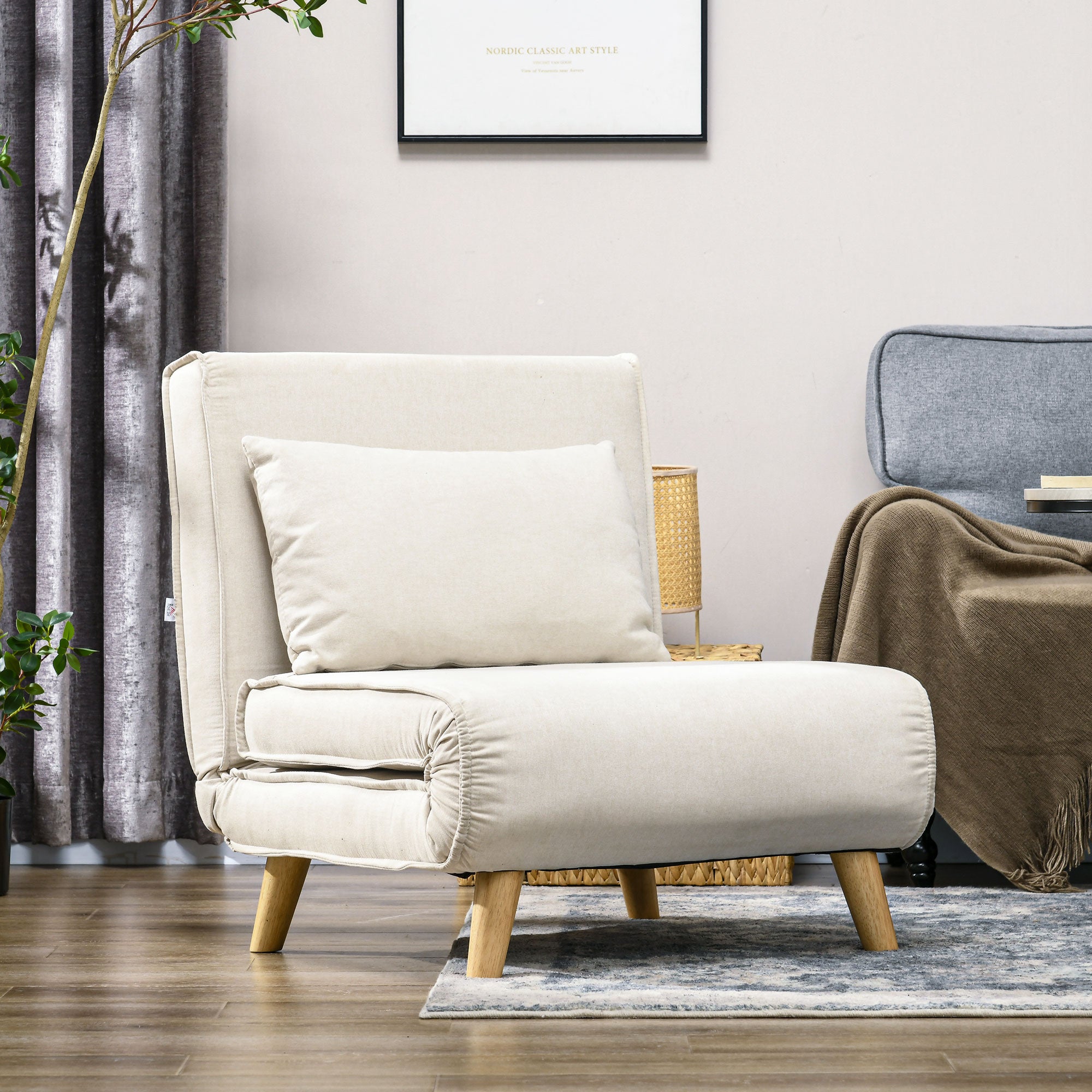 Chair Bed w/ Adjustable Backrest, 2-in-1 Multi-Functional Sofa Bed - HOMCOM