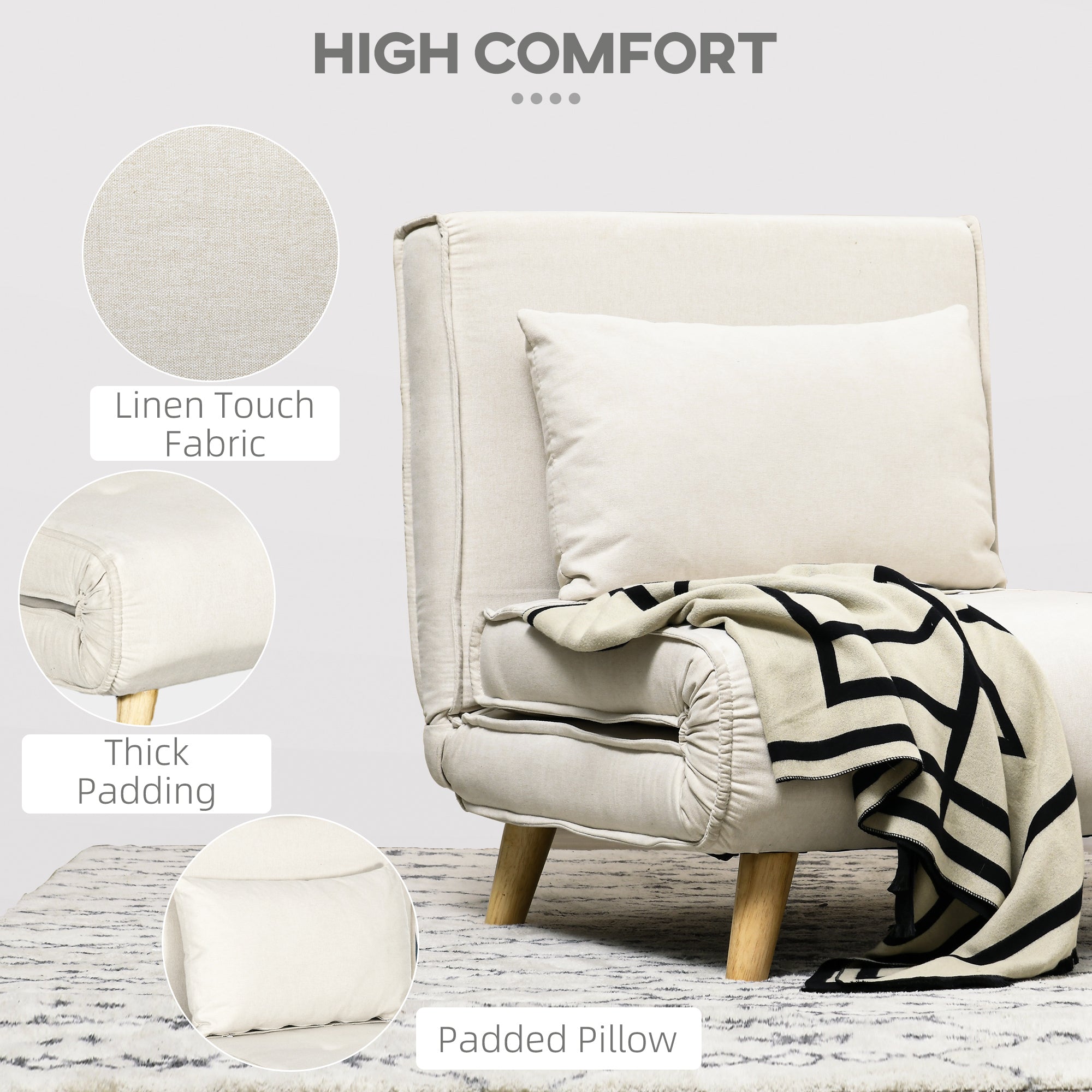 Chair Bed w/ Adjustable Backrest, 2-in-1 Multi-Functional Sofa Bed - HOMCOM