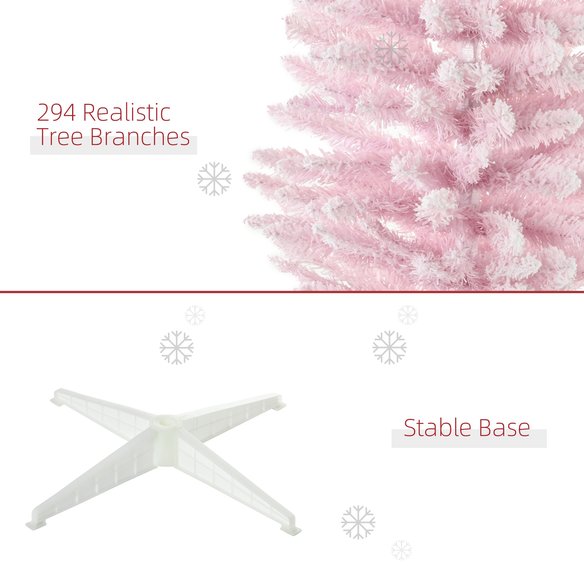 5' Decorated Snow Flocked Artificial Christmas Tree Pencil Shape Realistic Branches Pink