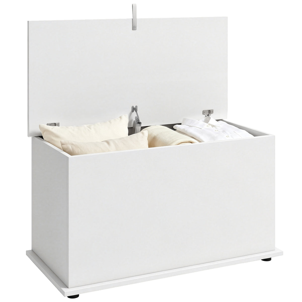 31.5" Lift Top Storage Chest with Safety Hinge, Storage Box Organizer with Flip-Top Lid, Entryway Storage Bench for Bedroom, Hallway, White