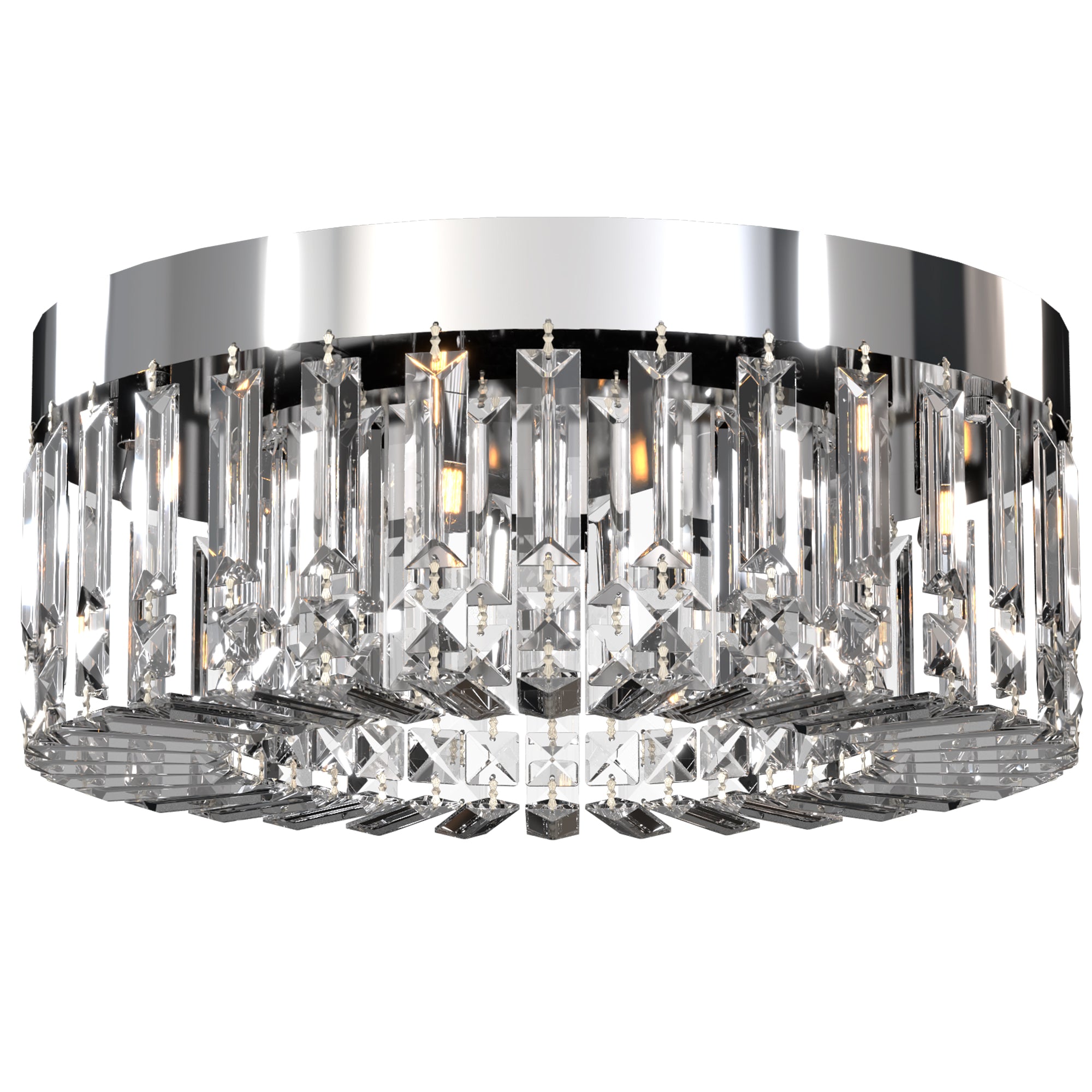 Crystal Chandeliers Ceiling Light with 160 Crystal Pendants, Modern 6-Light Flush Mount Ceiling Light for Living Room, Bedroom, Dining Room, Hall, Silver Tone