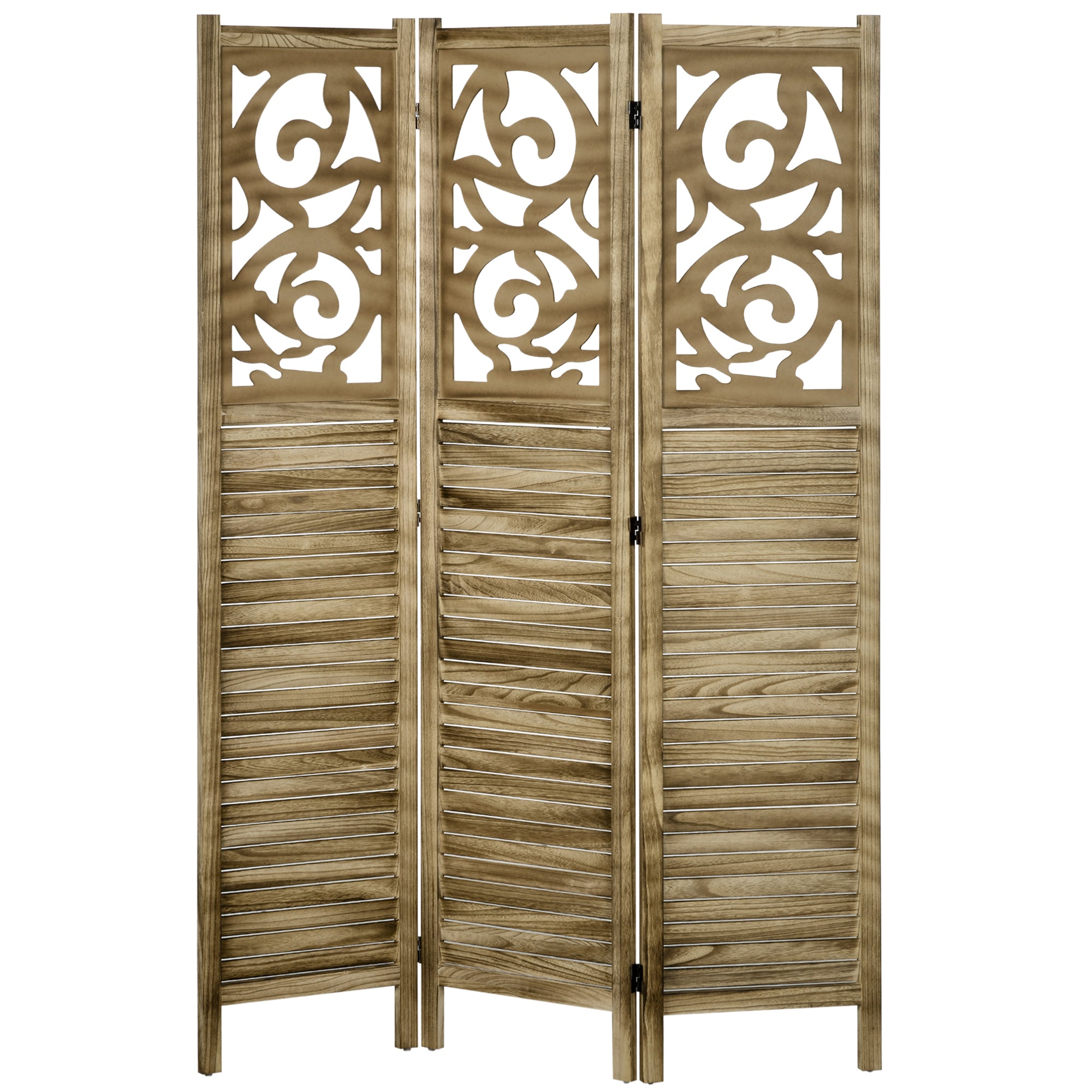 3 Panel Wooden Room Divider, Folding Privacy Screen for Home Office, 63"x67"x0.75"