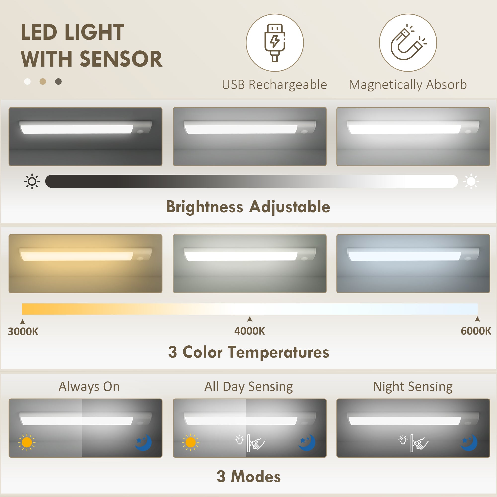 71" Kitchen Pantry Cabinet w/ LED Lights, 6 Door Shelves & 4 Adjustable Shelves, Gray