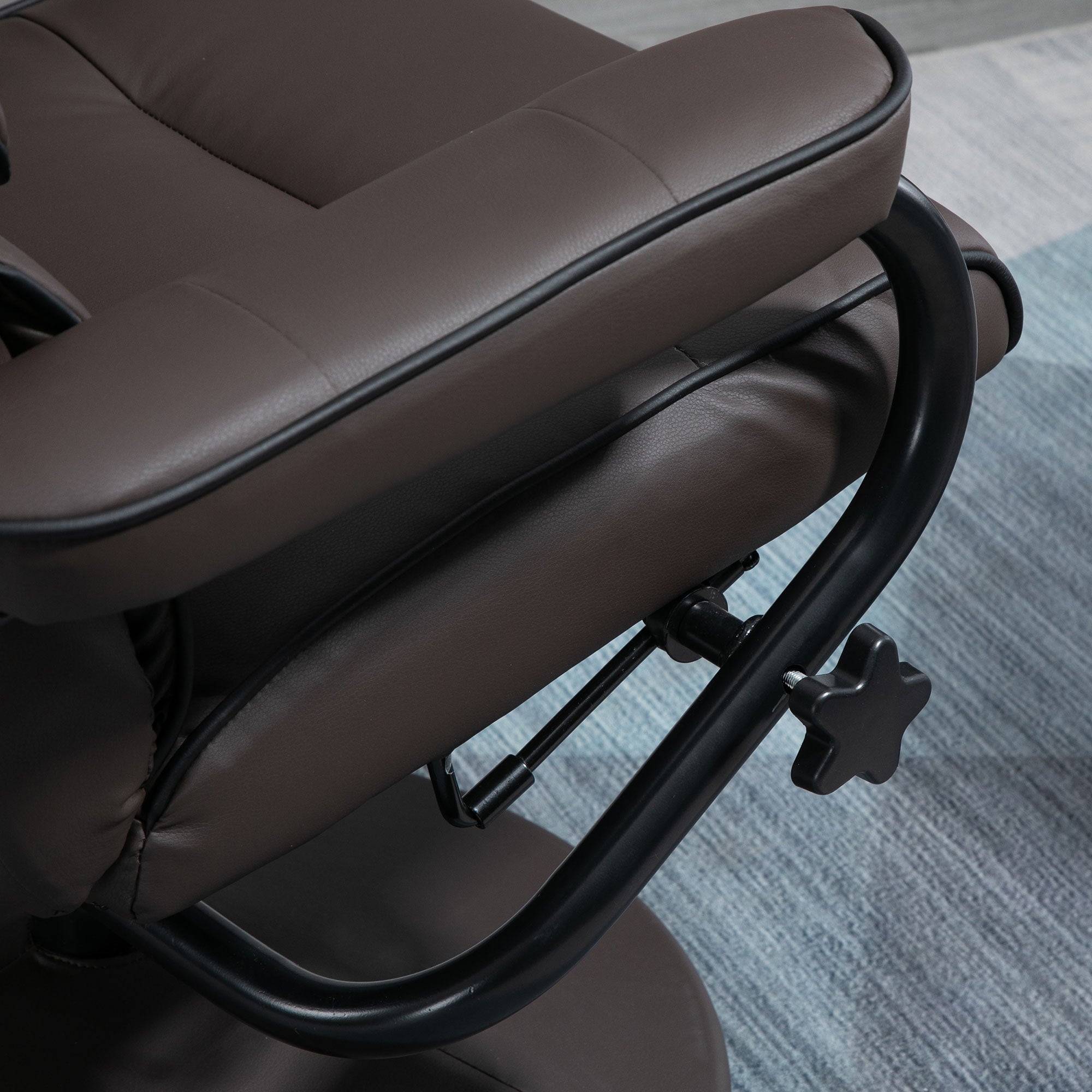 Recliner Chair with Ottoman, PU Leather Swivel High Back Armchair, Brown