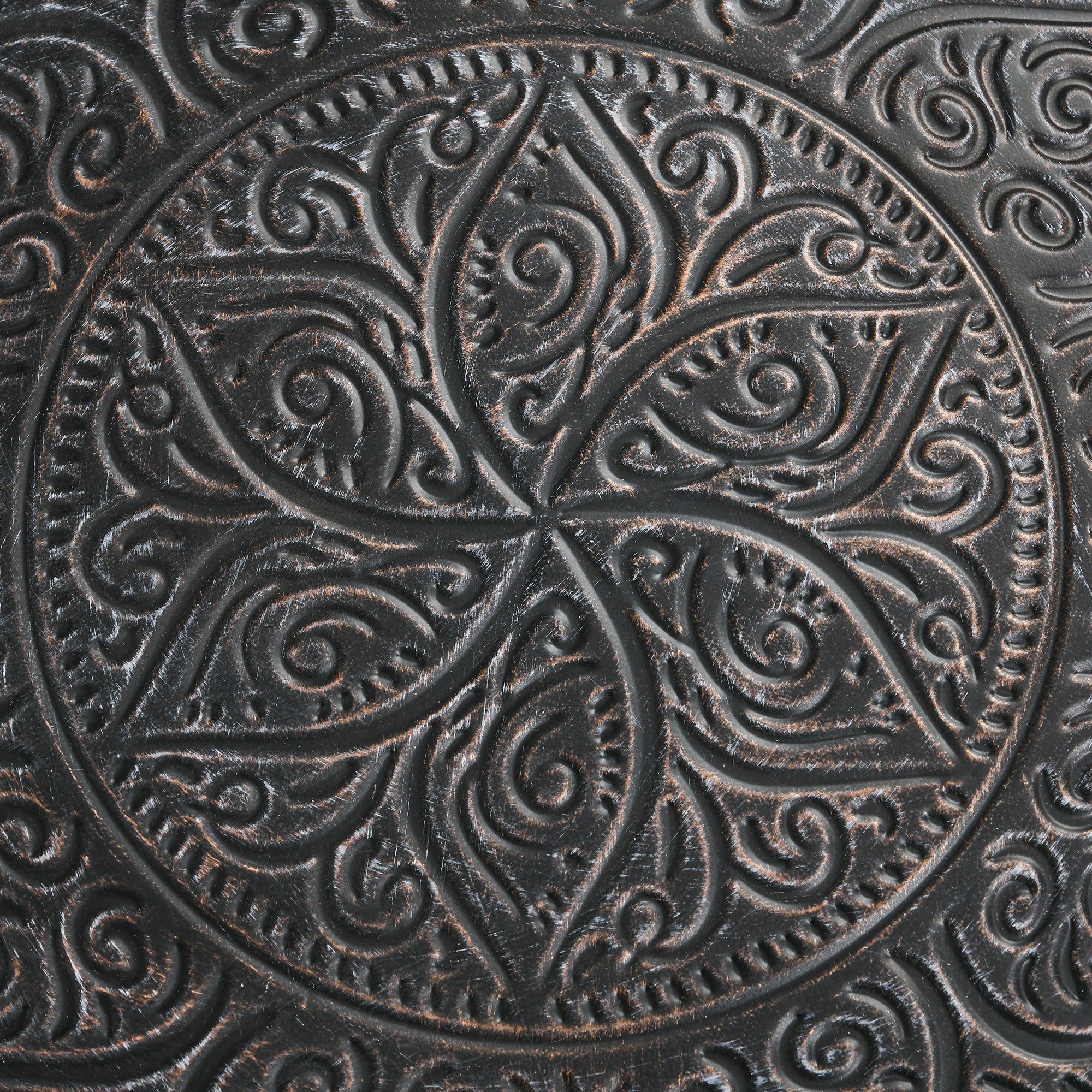 24" Round Center Table with Hammered Tray Top and Metal Frame for Bedroom, Pewter