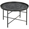 24" Round Center Table with Hammered Tray Top and Metal Frame for Bedroom, Pewter - HOMCOM