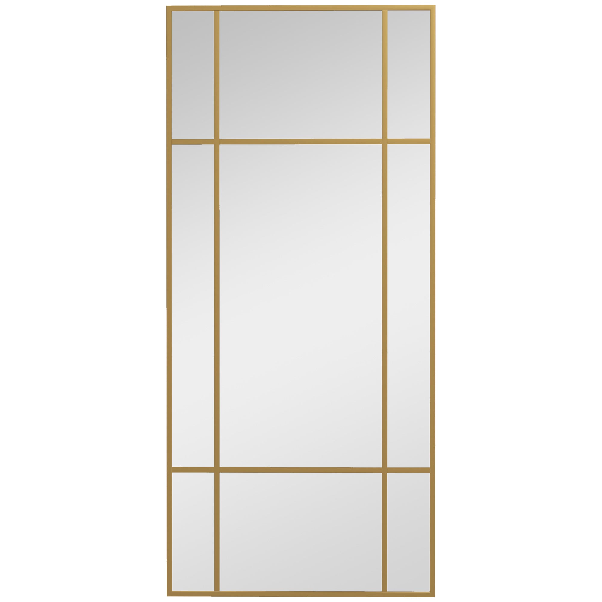 HOMCOM Rectangle Wall Mirror, 110 x 50cm Window Style Vanity Mirror with Metal Frame, Decorative Hanging Mirror for Living Room, Bedroom, Entryway, Vertical or Horizontal, Gold Tone