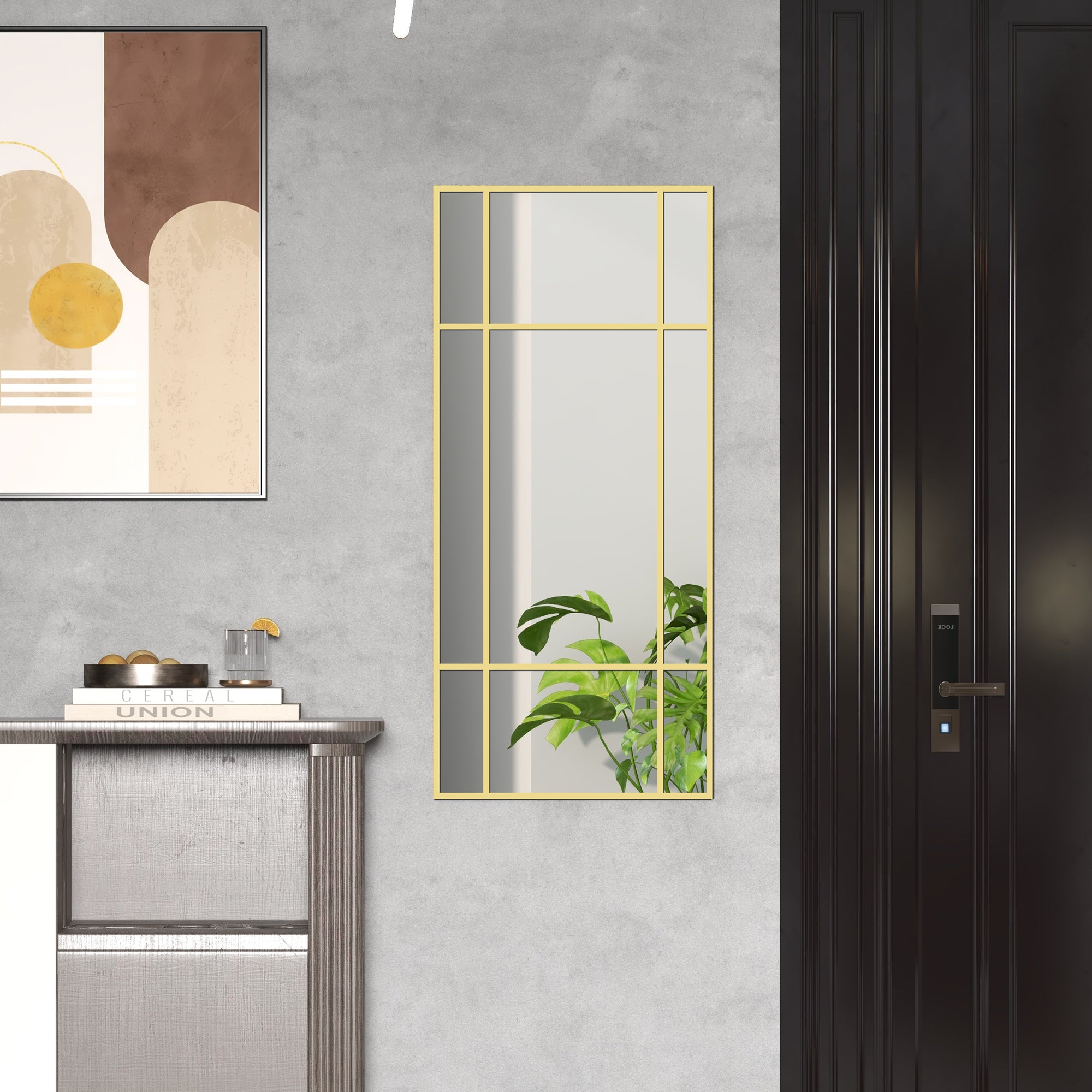 HOMCOM Rectangle Wall Mirror, 110 x 50cm Window Style Vanity Mirror with Metal Frame, Decorative Hanging Mirror for Living Room, Bedroom, Entryway, Vertical or Horizontal, Gold Tone