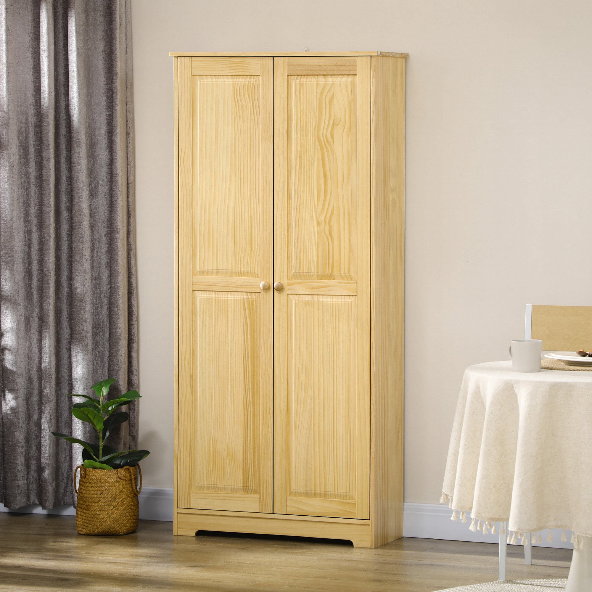67" PiNewood Kitchen Pantry Storage Cabinet Freestanding Cabinets Light Brown