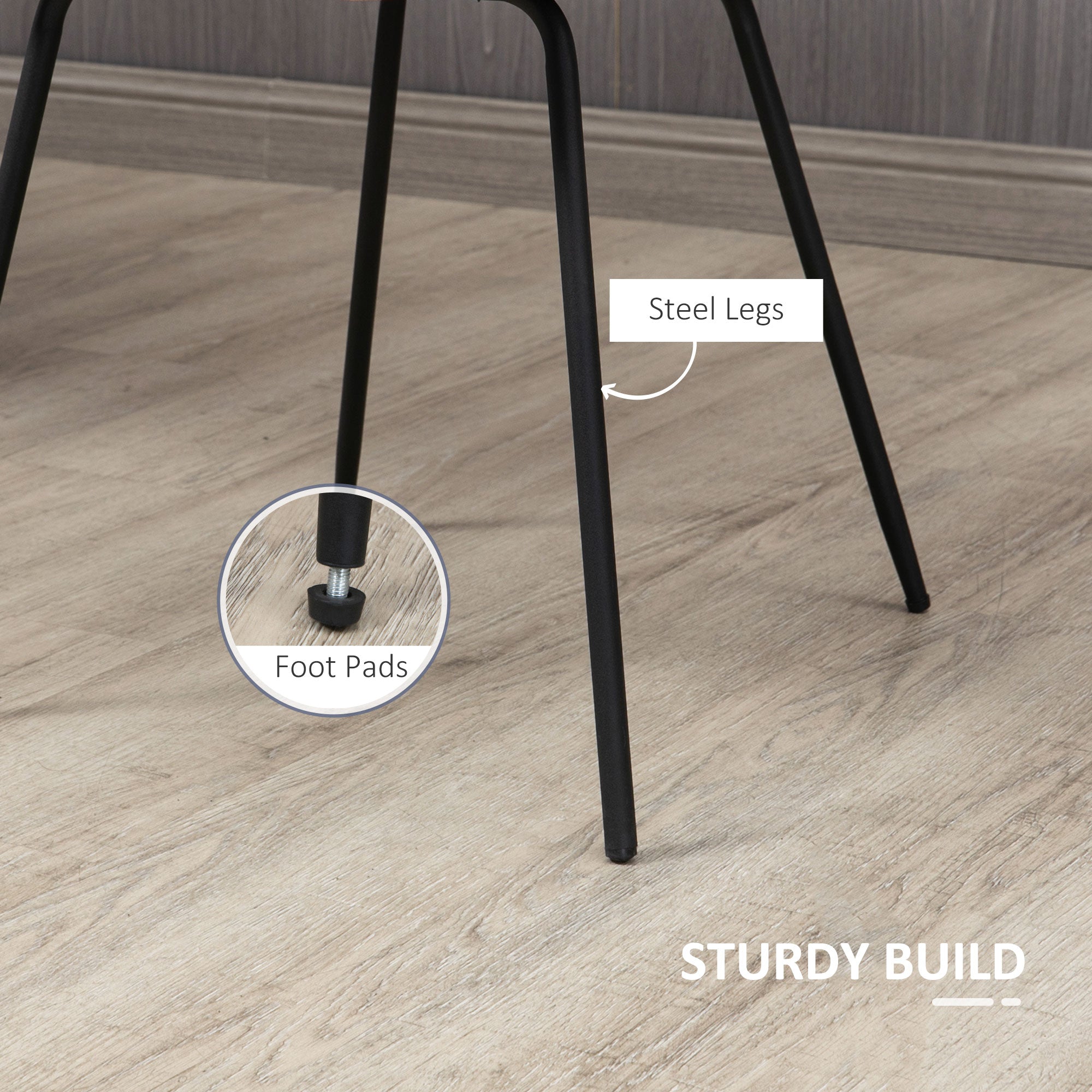 HOMCOM Dining Chairs Set of 2, Modern Upholstered Kitchen Chairs with Steel Legs for Living Room, Bedroom, Cream White