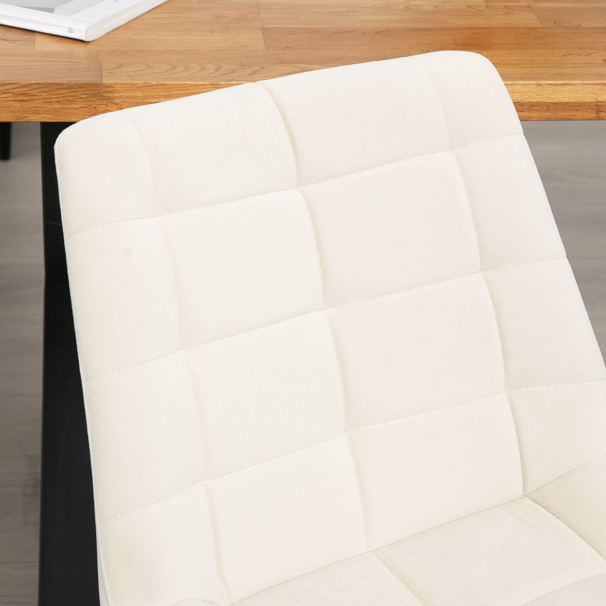 HOMCOM Dining Chairs Set of 2, Modern Upholstered Kitchen Chairs with Steel Legs for Living Room, Bedroom, Cream White