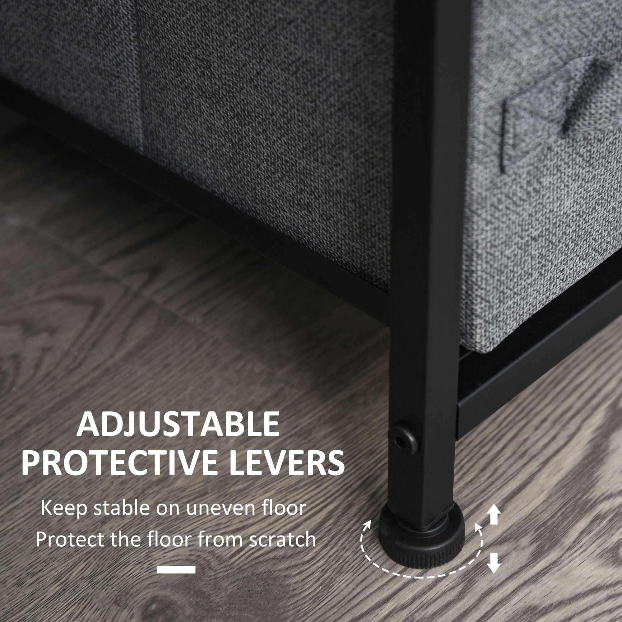 Dresser for Bedroom with 7 Drawers, Chest of Drawers with Metal Frame, Fabric Dresser for Living Room, Entryway, Hallway, Dark Grey