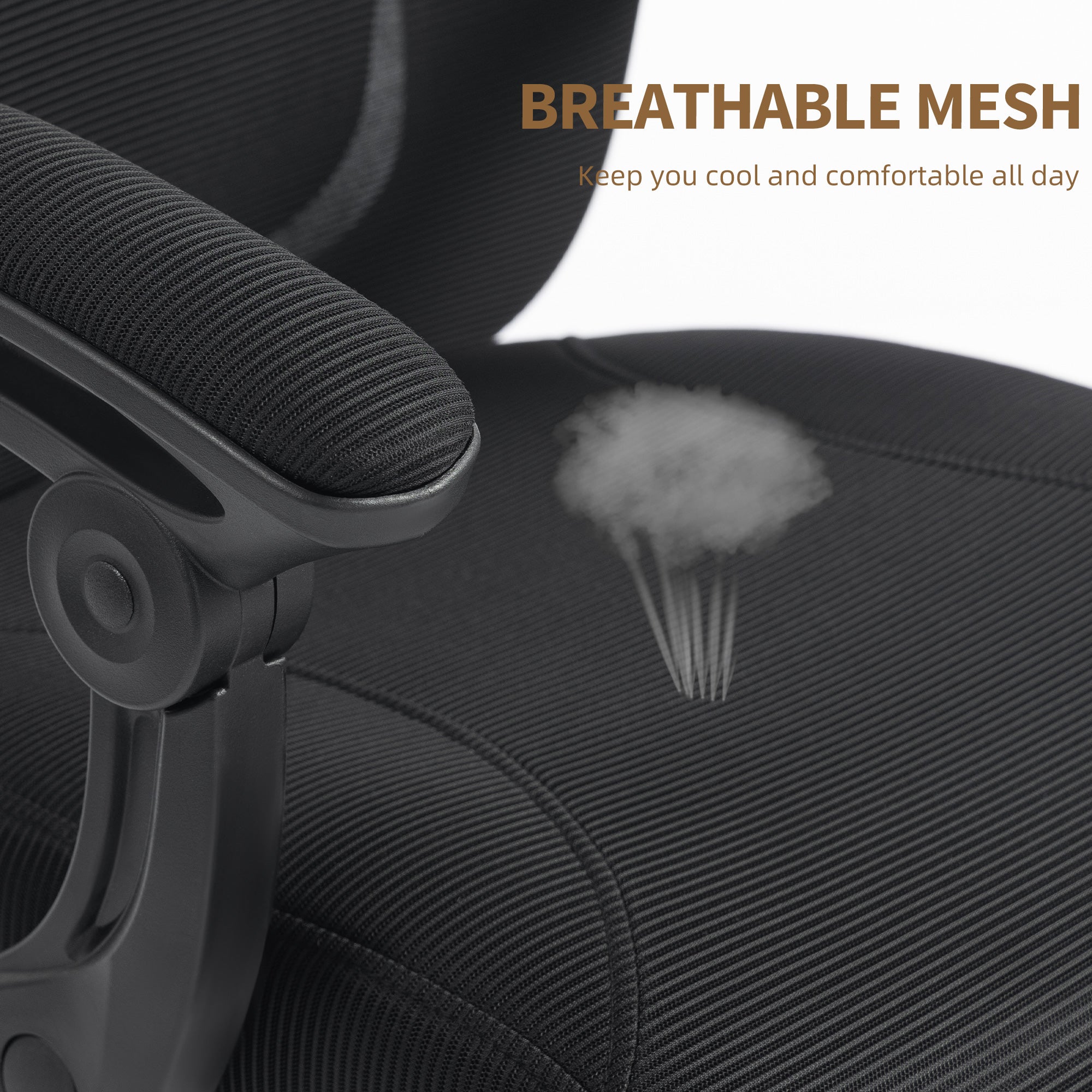 Ergonomic Office Chair, Mesh Computer Desk Chair with Adjustable Headrest, Lumbar Support, High Back, Reclining Function, Retractable Footrest, Black