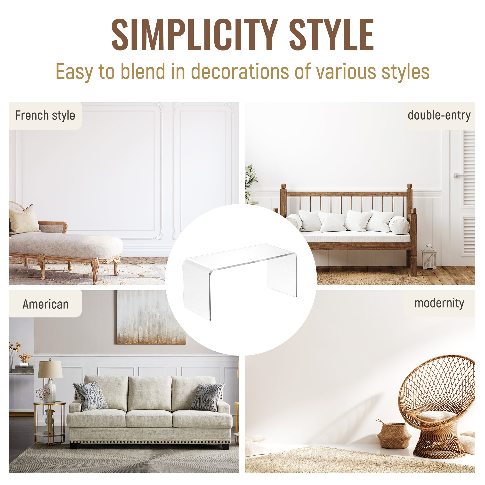 Acrylic Coffee Table 39.25" Long Rectangle Tea Table for Living Room Clear