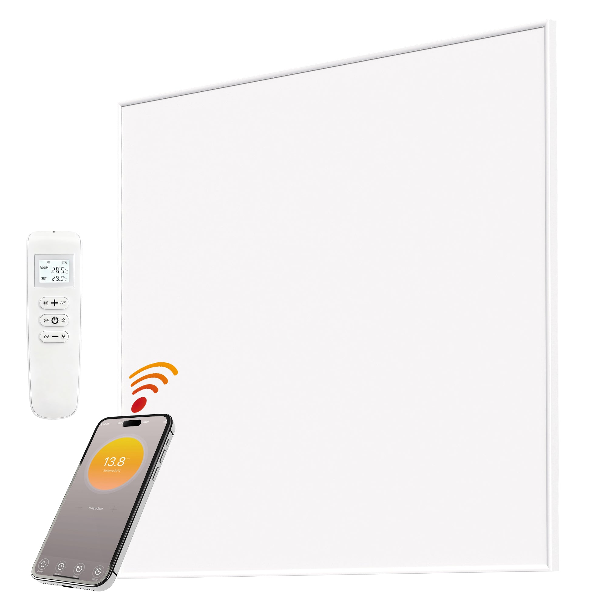 Wifi Enabled Smart Electric Heater, 520W Far Infrared Panel Heater, Low Energy, Voice Control, Adjustable Thermostat, Weekly and 12H Timer, Wall Mounted Radiator, Overheat Protection, White