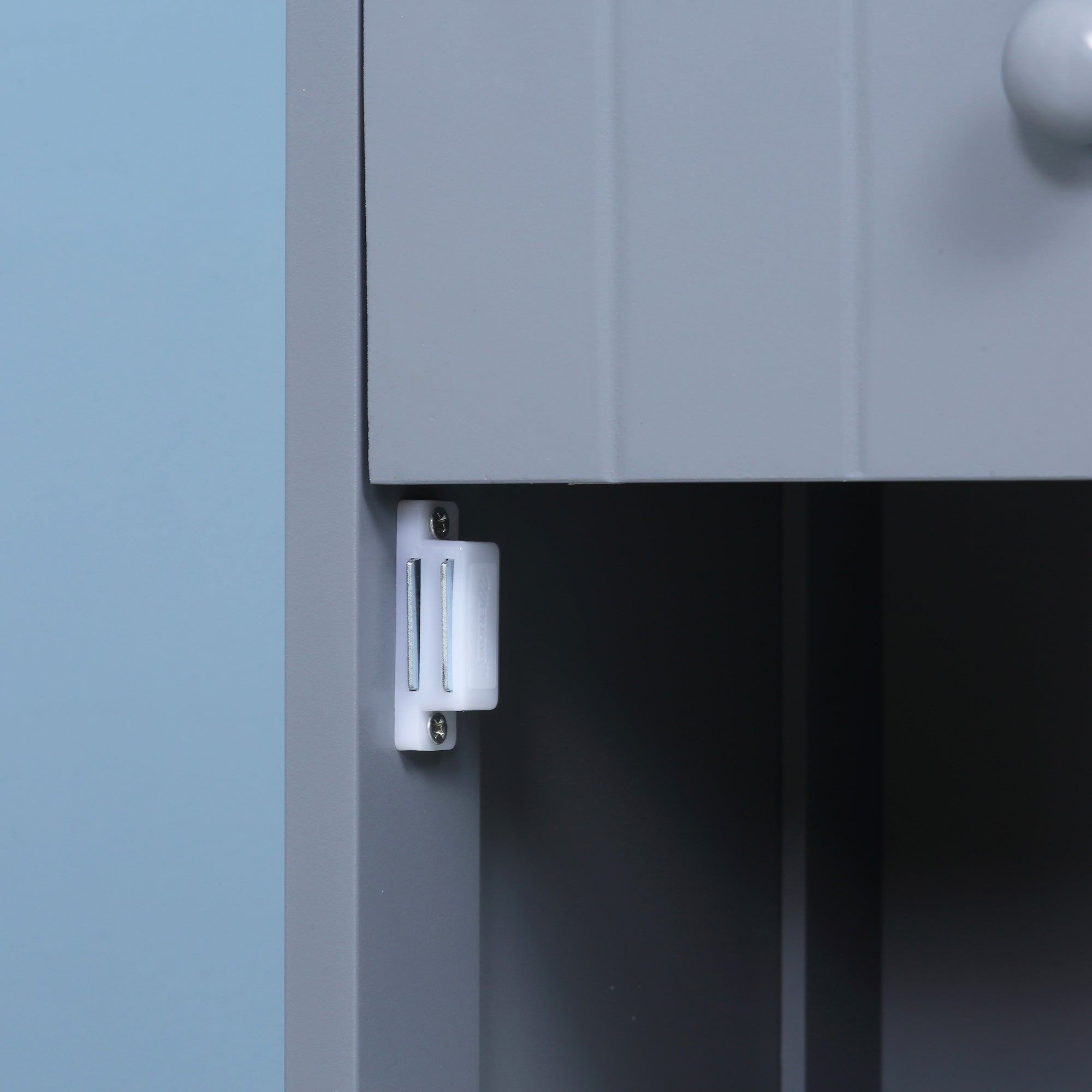 Bathroom Storage Cabinet, Tall Linen Tower with 3 Tier Shelves and Drawer, Grey