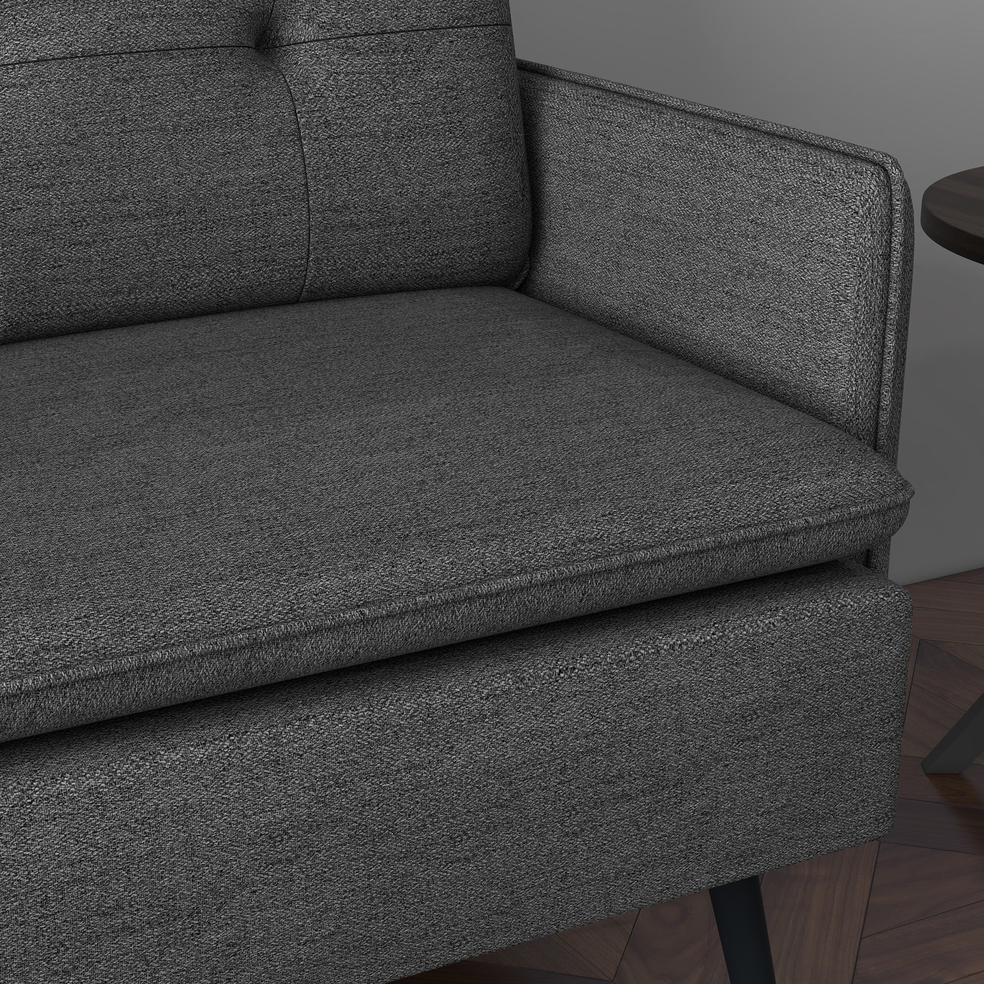 HOMCOM 55" Loveseat Sofa for Bedroom, Modern Love Seats Furniture with Button Tufting, Upholstered Small Couch for Small Space, Dark Grey