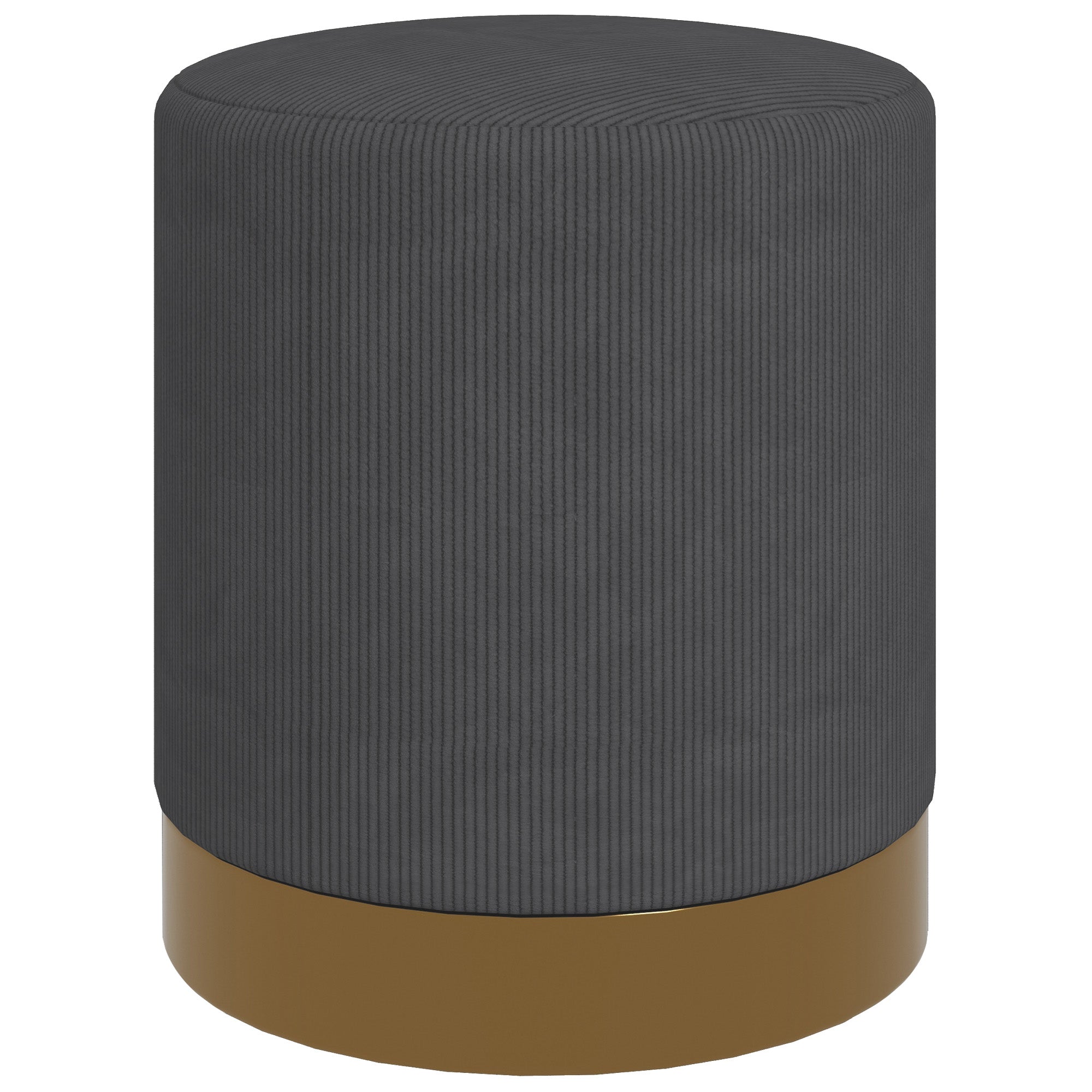 HOMCOM Modern Round Footstool, Corduroy Fabric Upholstered Foot Stool with Padded Seat for Living Room, Entryway, Charcoal Grey