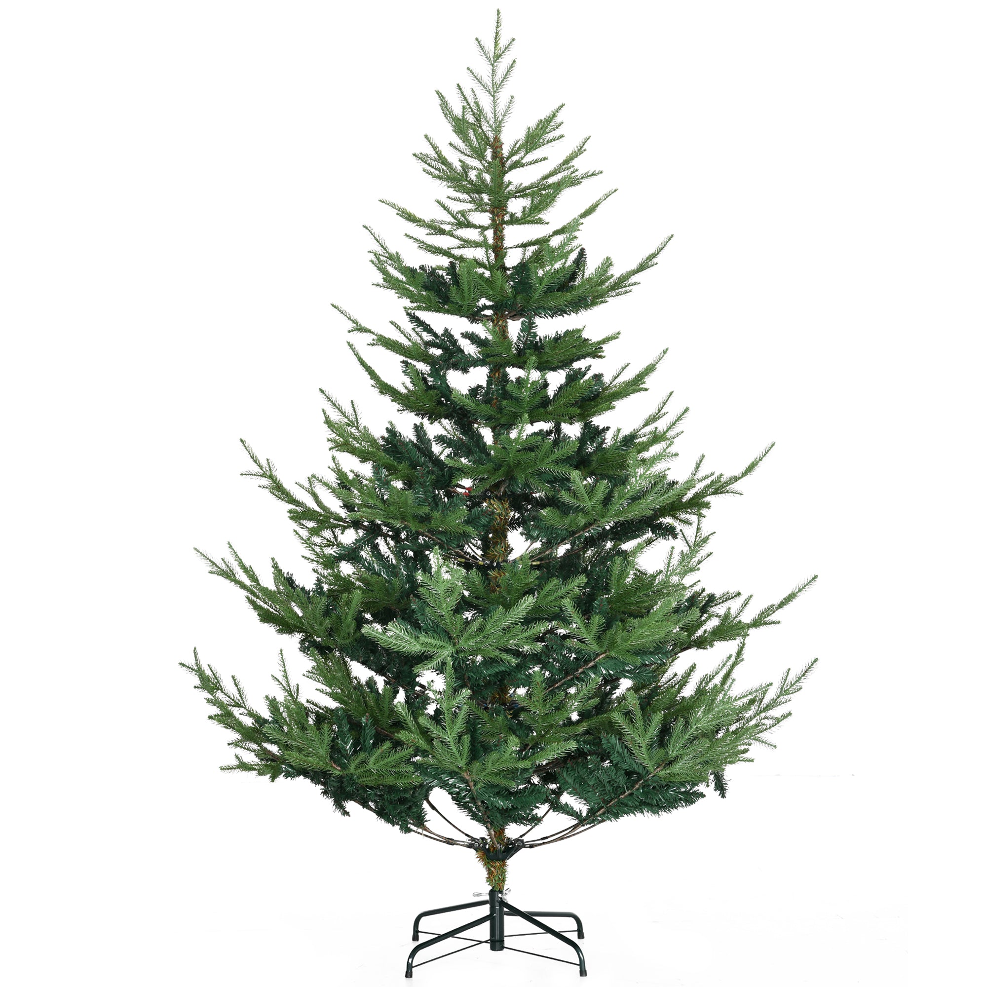6ft Artificial Christmas Tree, Wide Pine Holidy Decor, Hinged Xmas Tree with 795 Tips, Metal Base, Green