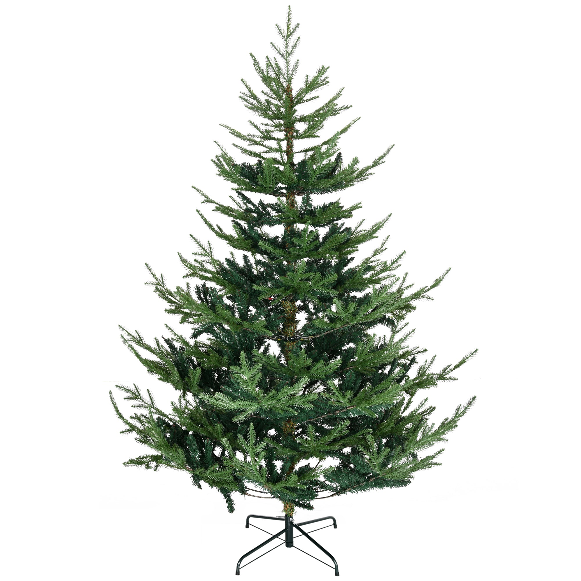 6ft Artificial Christmas Tree, Wide Pine Holidy Decor, Hinged Xmas Tree with 795 Tips, Metal Base, Green