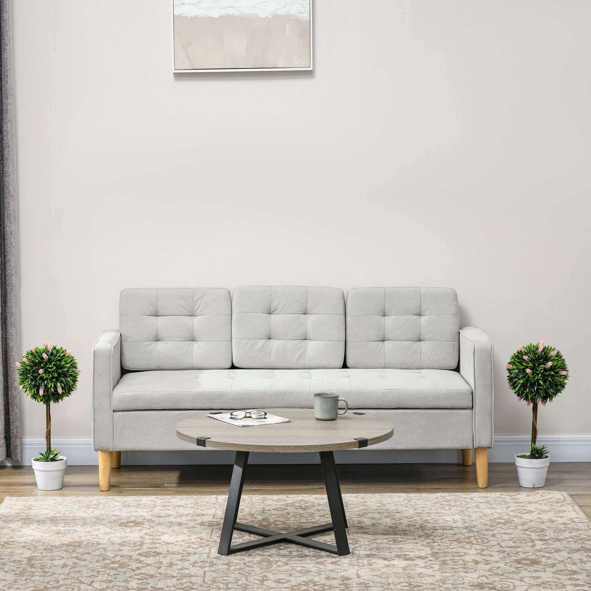 HOMCOM Set of 2 Decorative Artificial Plants Ball Trees with Lavender Flowers in Pot Fake Plants for Home Indoor Outdoor Decor, 60cm, Pink