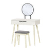 HOMCOM Dressing Table with Mirror and Stool, Vanity Makeup Desk Set with 2 Drawers, Cushioned Stool and Make-up Organizer for Bedroom and Dressing Room, White