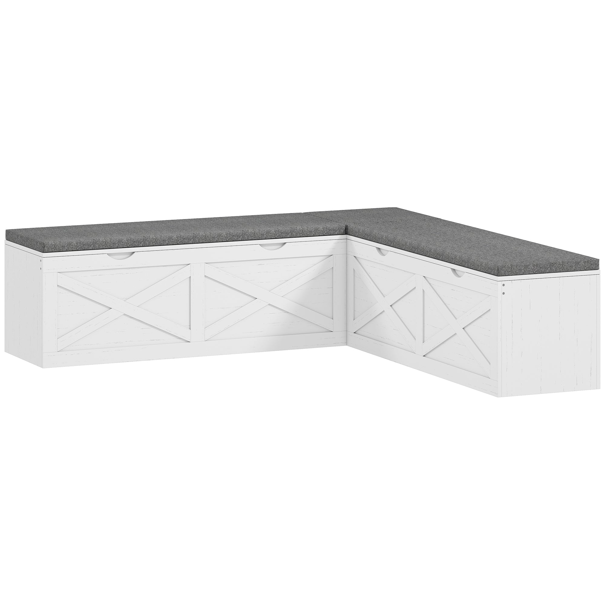 L-Shaped Shoe Bench with Padded Cushion, Modular Shoe Storage Bench with 5 Storage Compartments, Soft-Closing Design, Entryway Corner Bench for Hallway, White