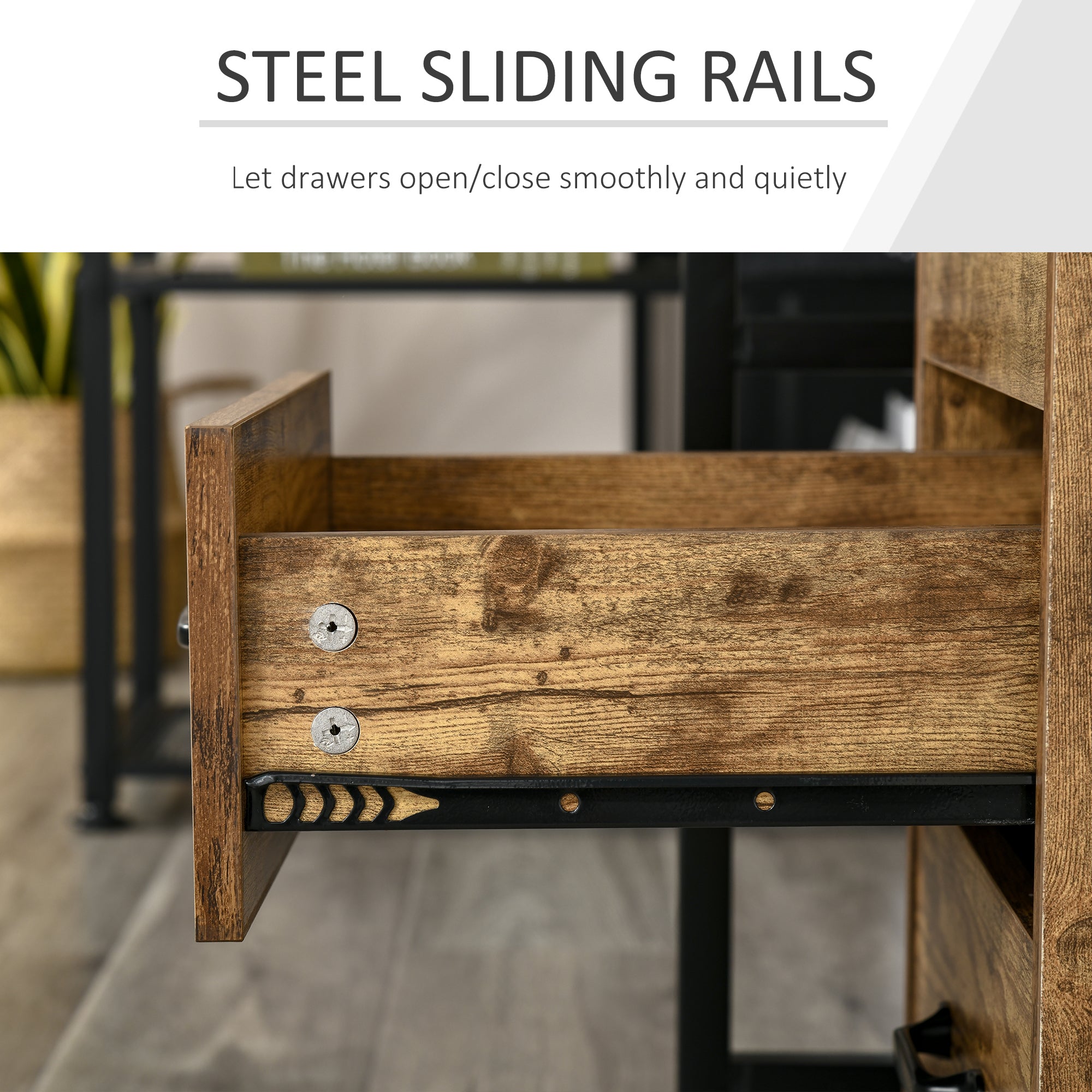 HOMCOM Mobile Filing Cabinet with 3 Drawers, Under Desk File Cabinet, Rustic Brown