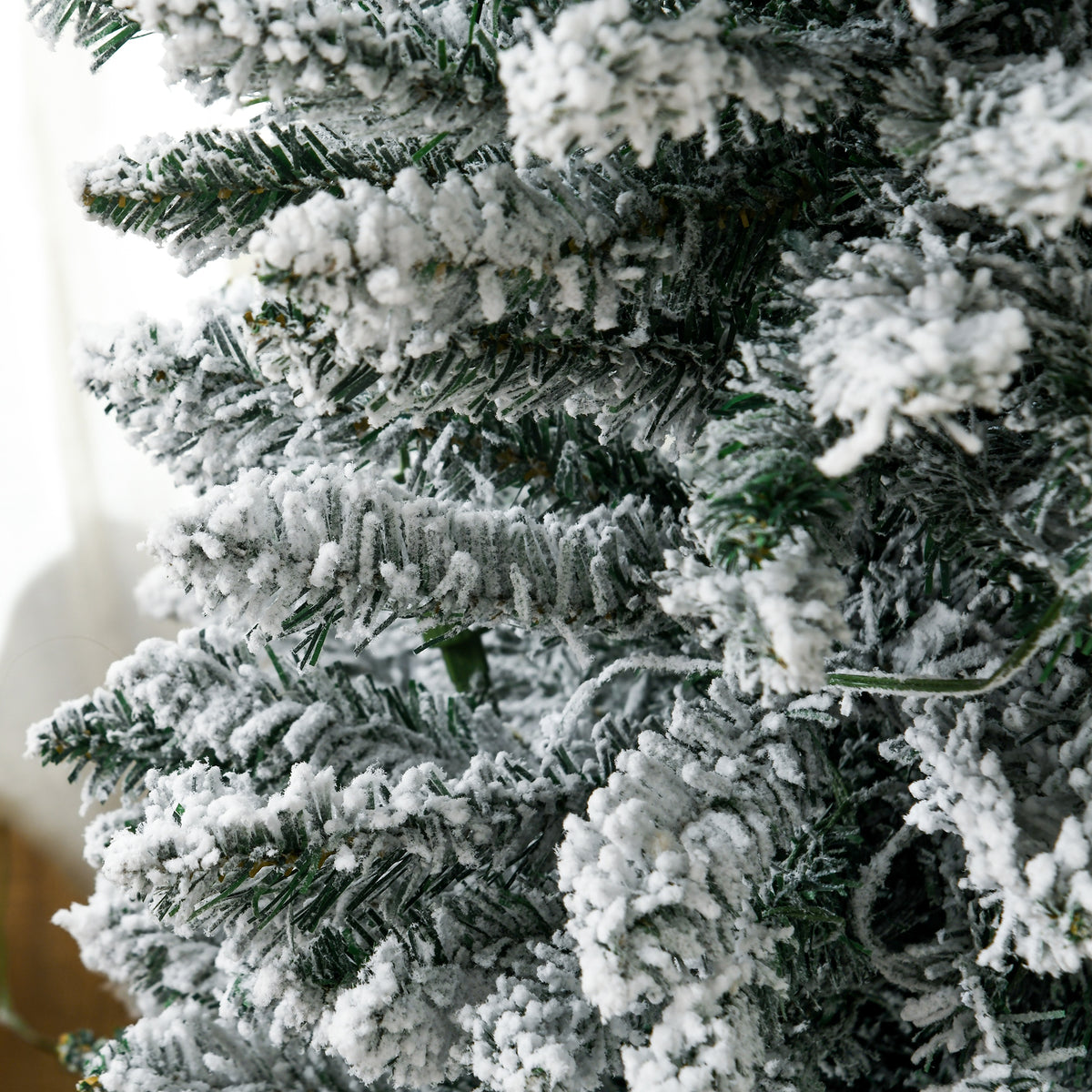 7' Tall Pre-Lit Slim Noble Fir Artificial Pencil Christmas Tree with 210 Warm White LED Lights and 499 Tips, for Christmas Decoration, Green and Warm White